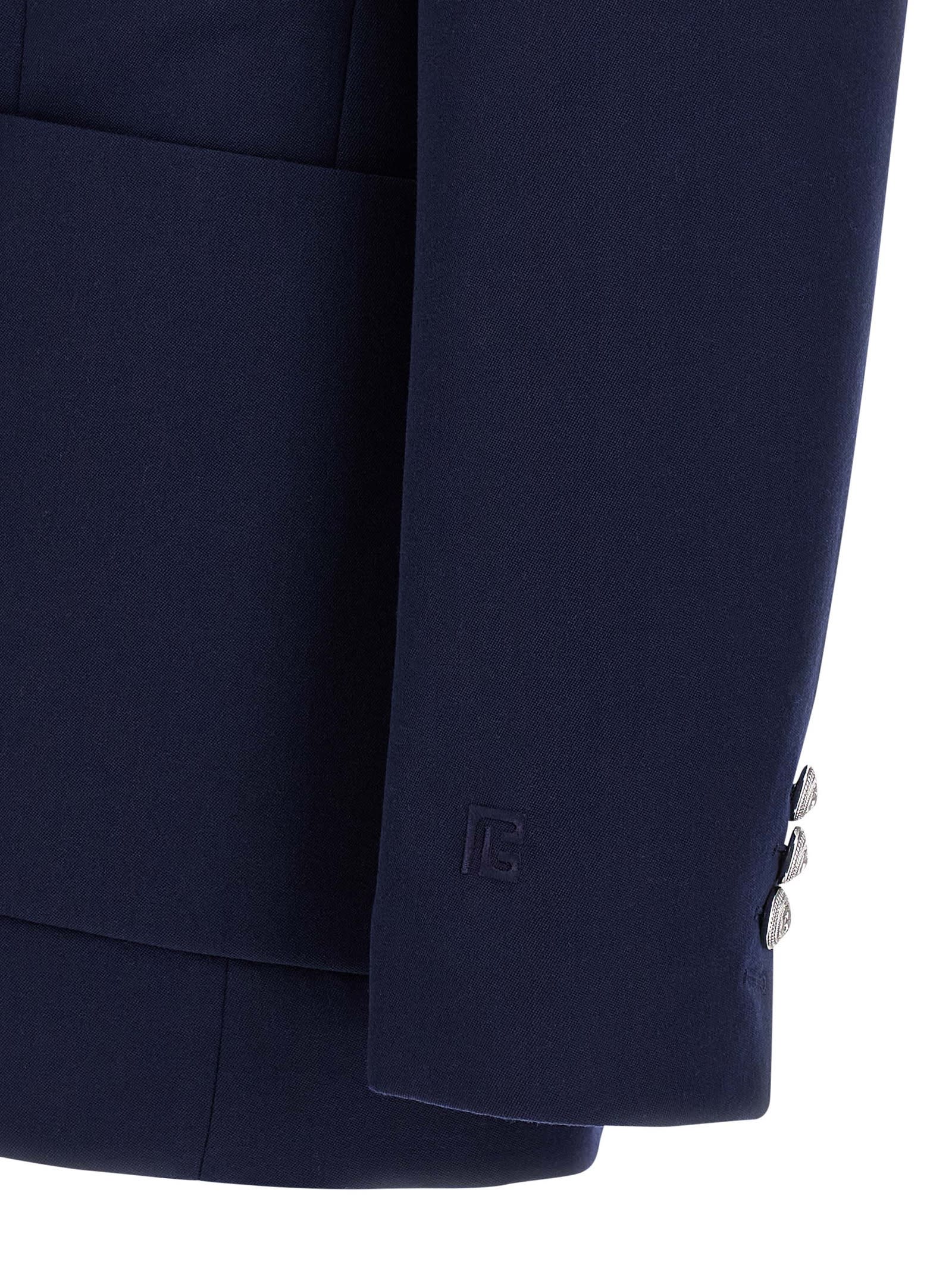 Balmain Blazer Double-breasted Silver Buttons In Blue