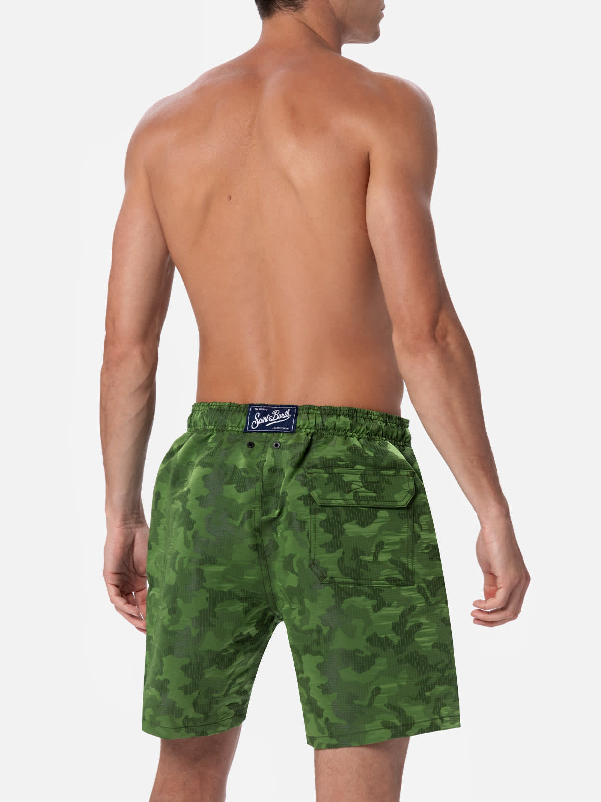 Mc2 Saint Barth Mens Costume With Jacquard Print In Green