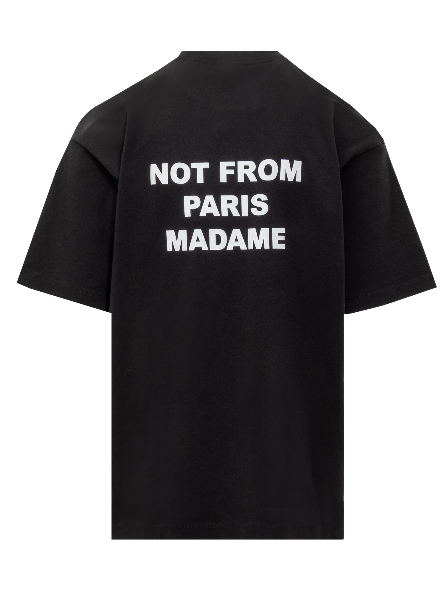 Drôle De Monsieur Black Crewneck T-shirt With Slogan Print On The Front And Back In Black