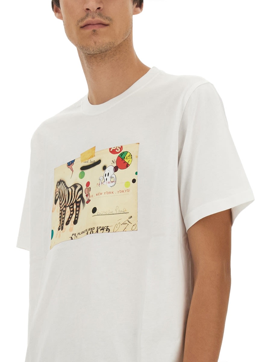 Shop Ps By Paul Smith Zebra Card T-shirt In White