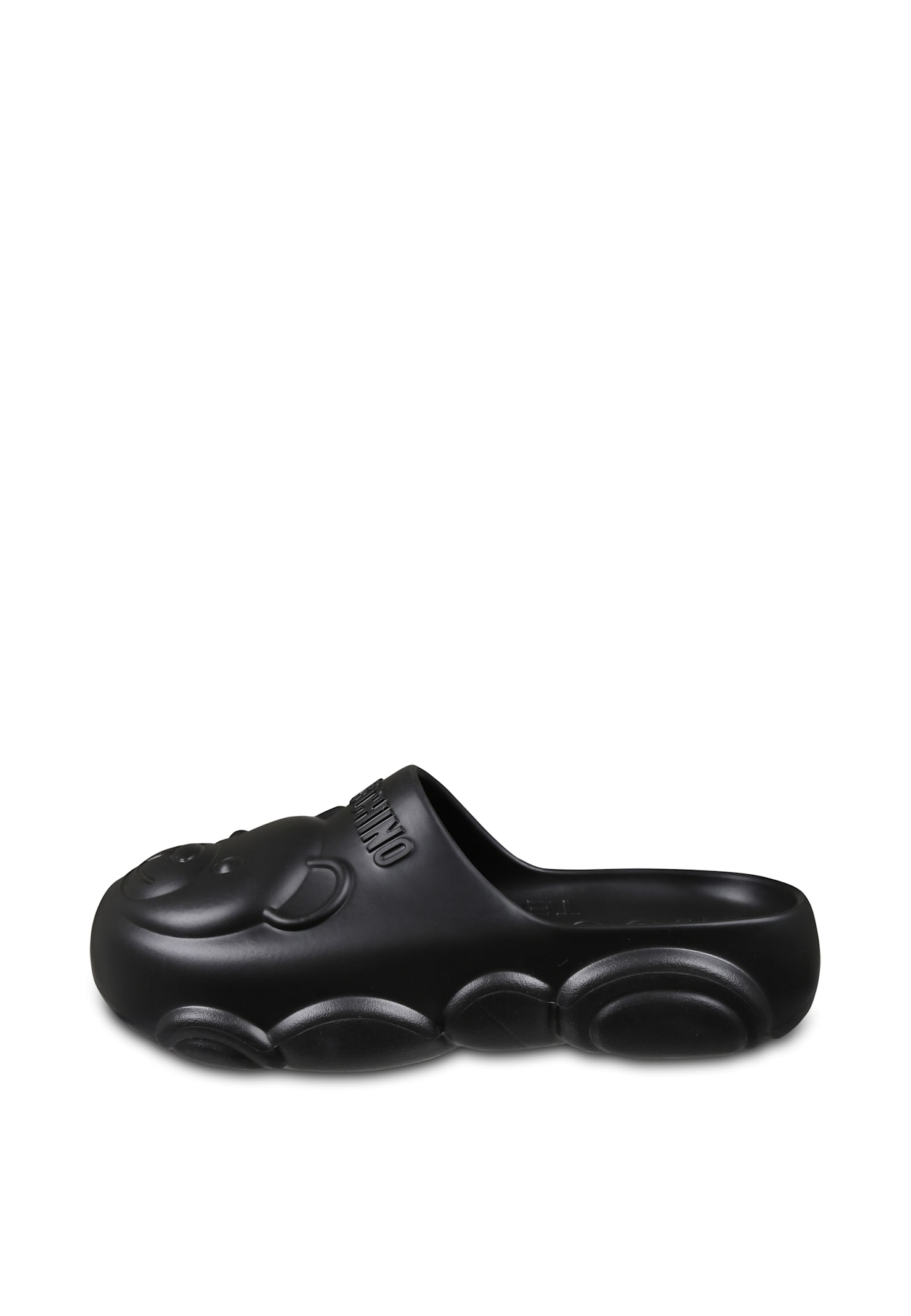 Moschino Black Mules For Kids With Teddy Bear In Black