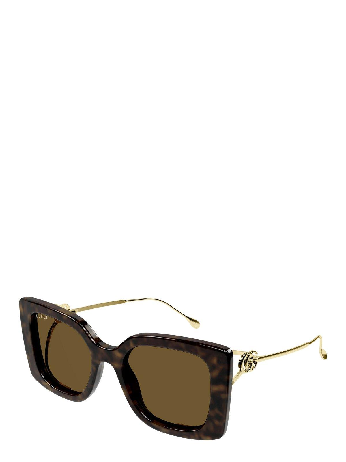 Shop Gucci Square Frame Sunglasses In 002 Havana Gold Brown