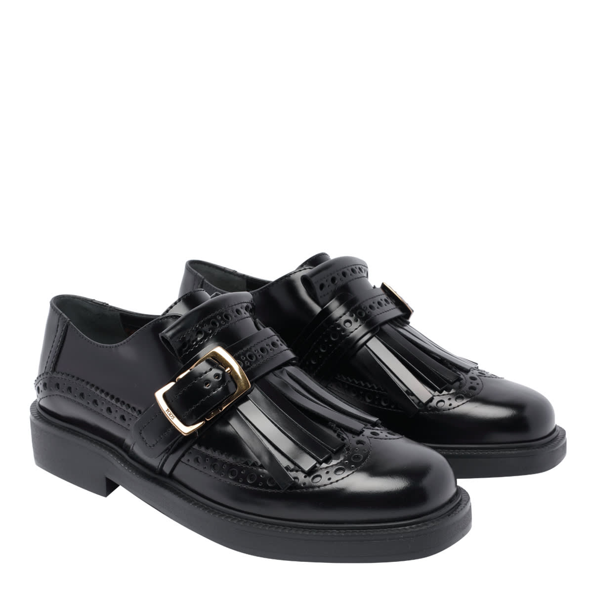 Shop Tod's Leather Laced Up Shoes In Black