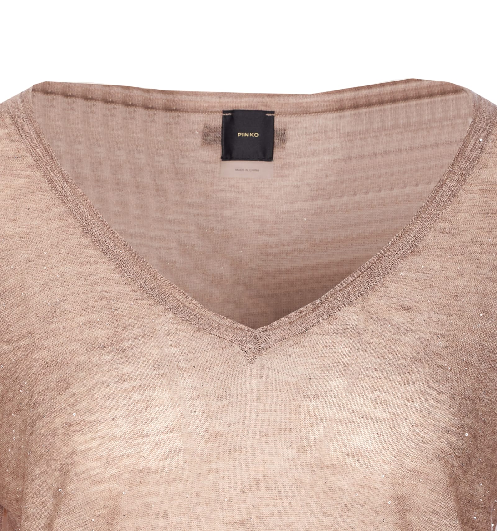Pinko Salomone Wool Sweater With Micro Sequins In Multi