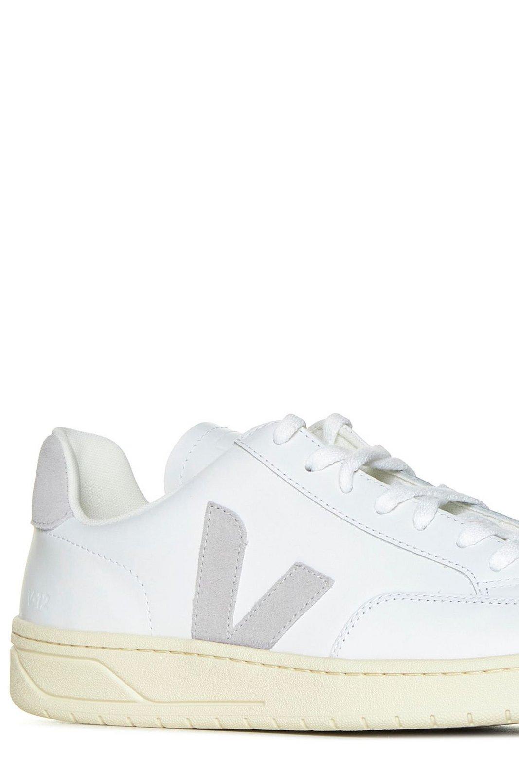Shop Veja Round Toe Lace-up Sneakers In White