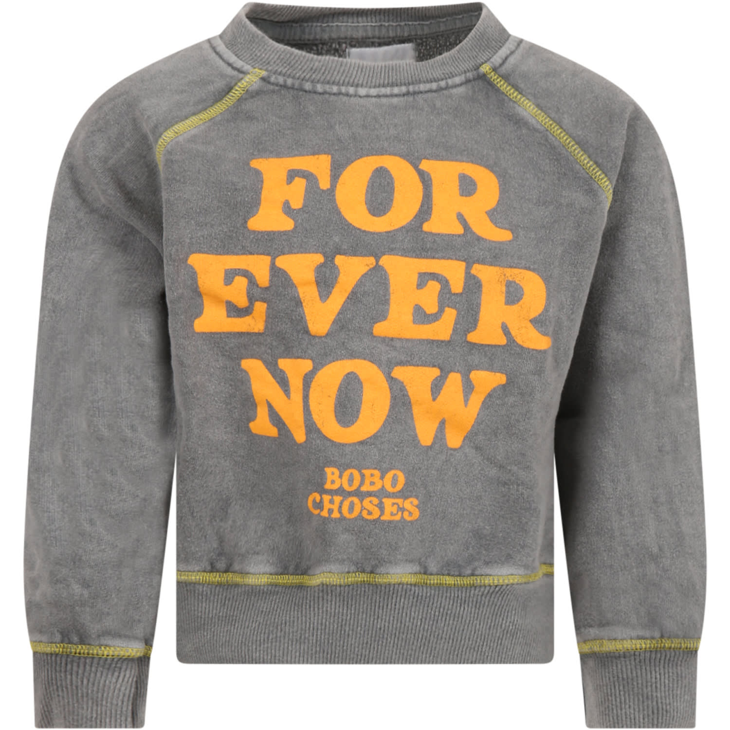 Bobo Choses Gray Sweatshirt For Kids With Orange Logo