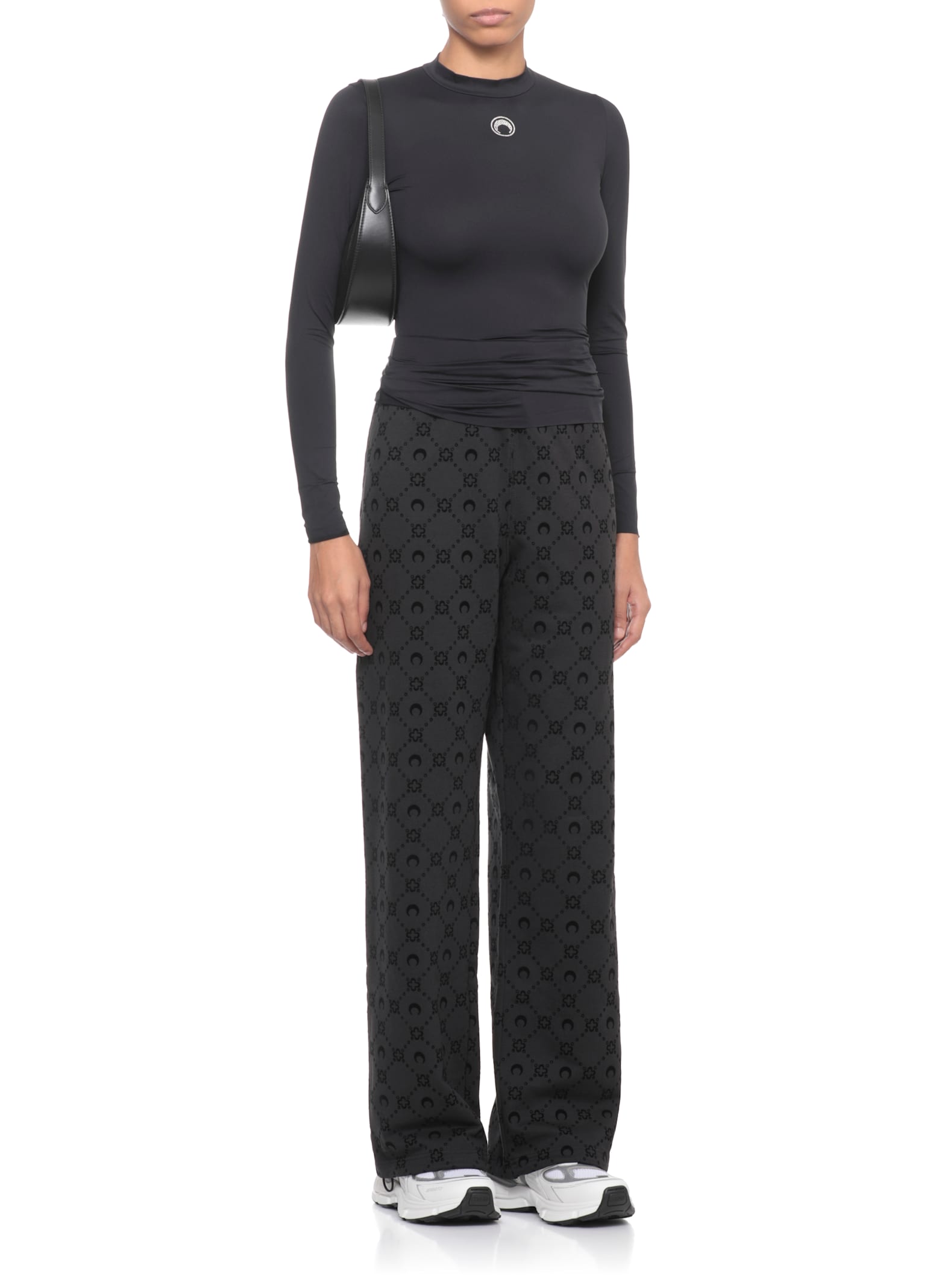 Marine Serre Turtleneck Sweater With Moon Logo And Rhinestones In Black