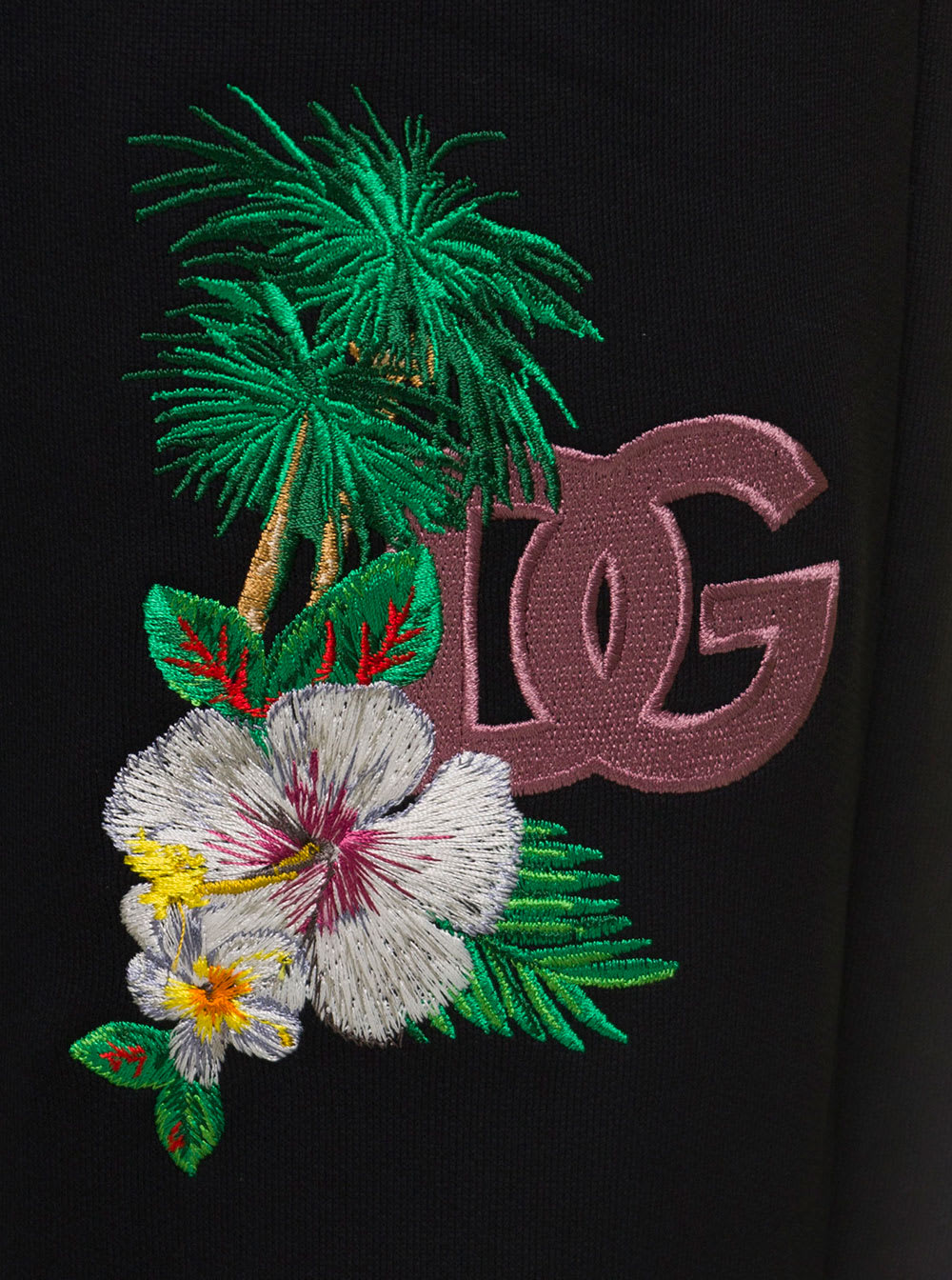 Dolce & Gabbana Floral Logo Embroidered Track Pants In Black