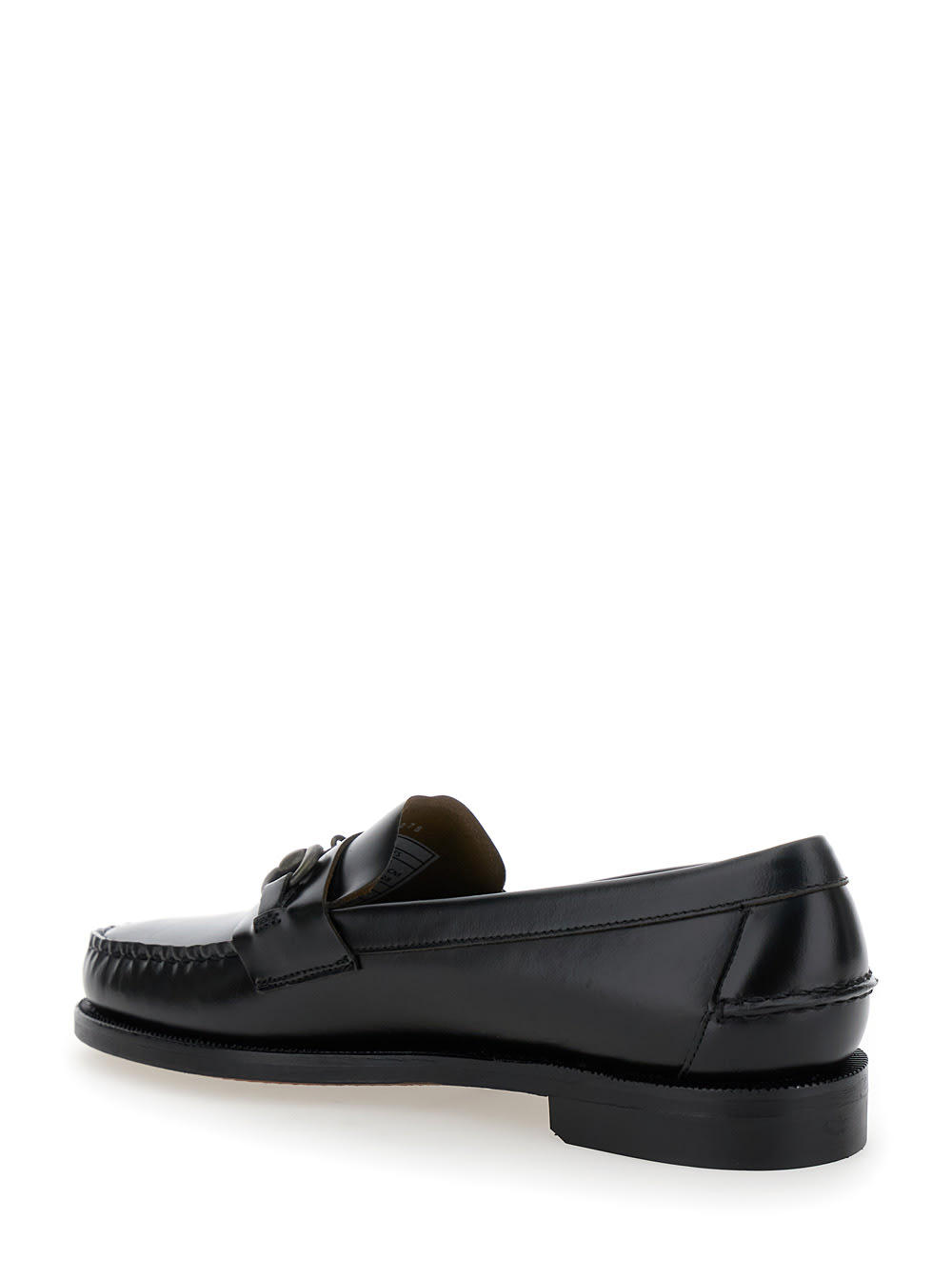 Shop Sebago Classic Joe Black Loafers With Decorative Horsebit In Brushed Leather Man