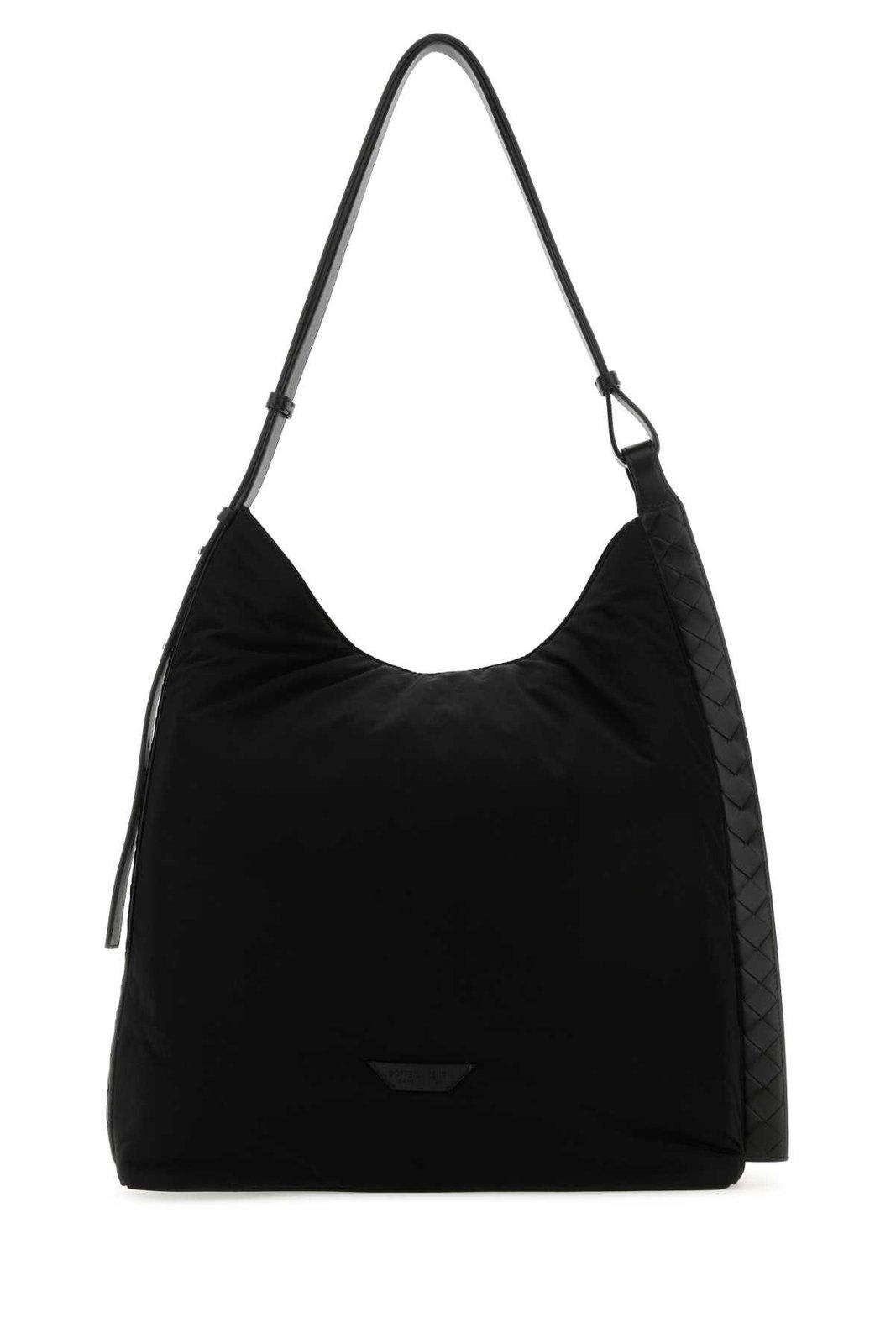 Shop Bottega Veneta Logo Patch Shoulder Bag In Black