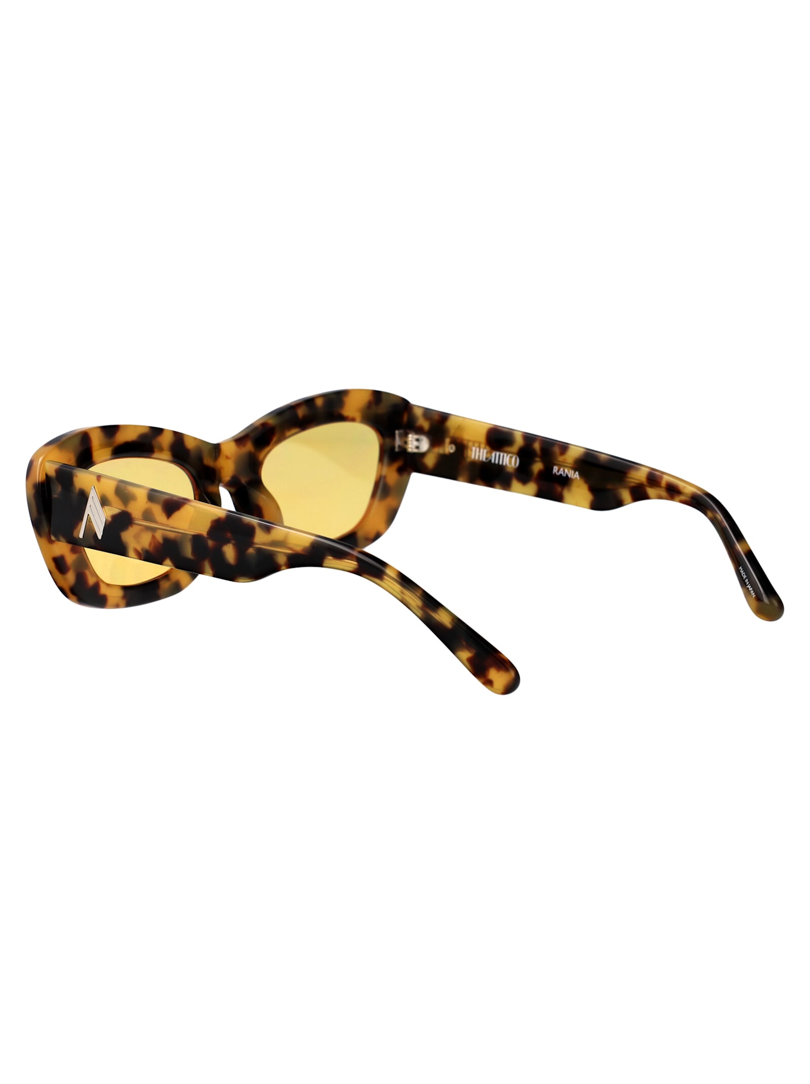 Attico The  Rectangle Frame Sunglasses In T-shell/silver/yellow