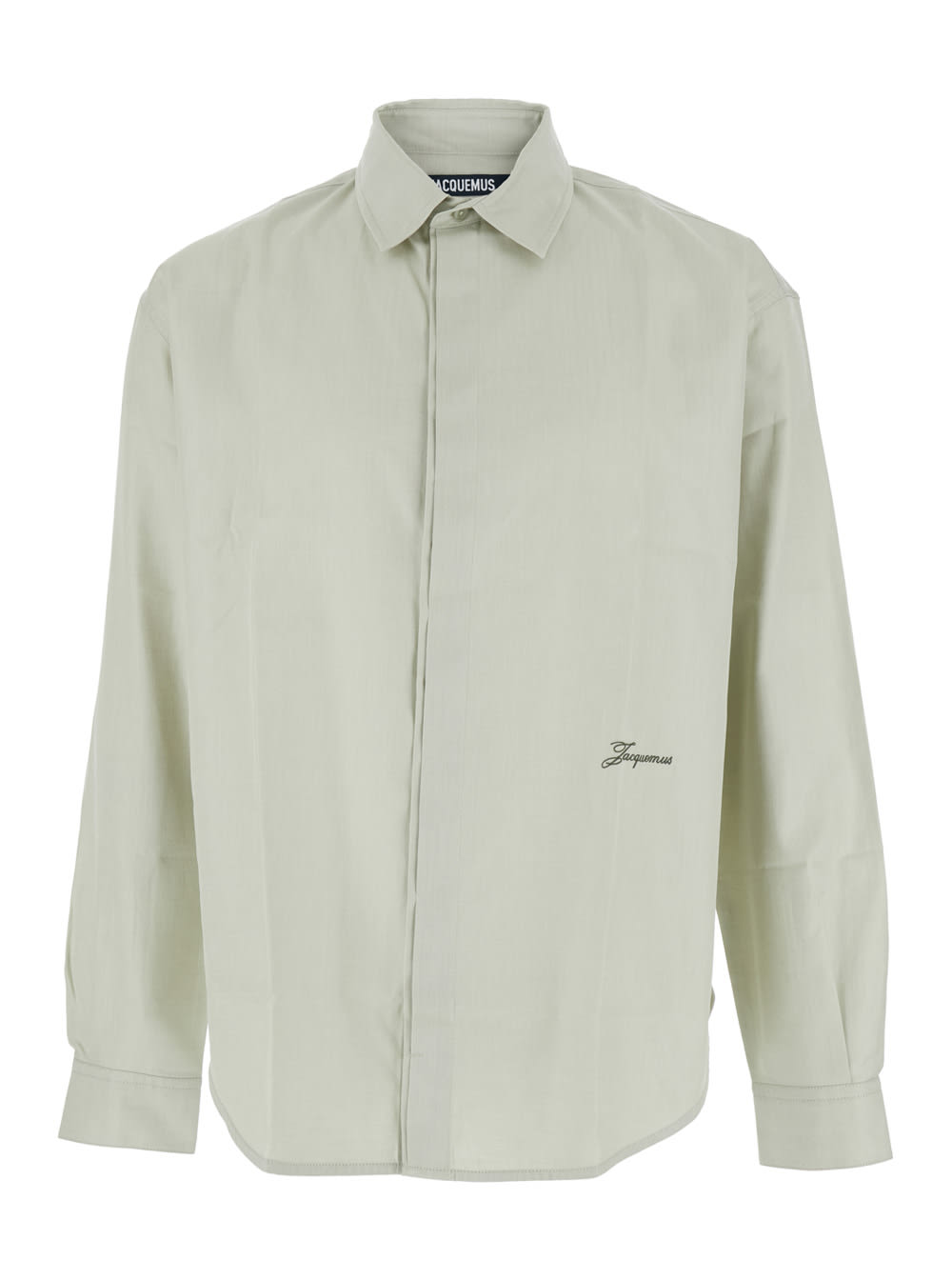 Jacquemus Simon Green Shirt With Logo Lettering On The Front In Cotton Man In White