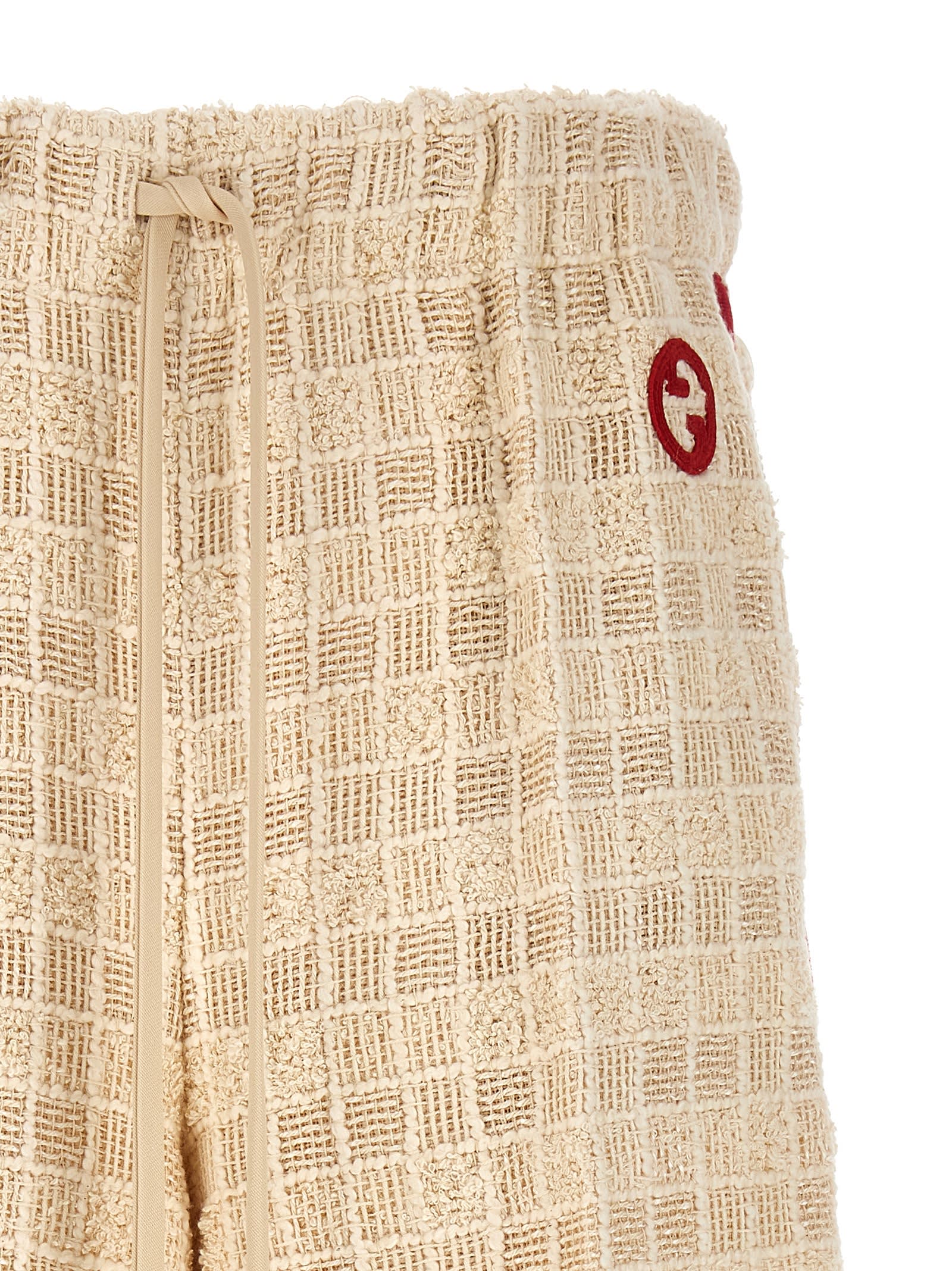 Shop Gucci Contrast Band Tweed Bermuda Shorts In White