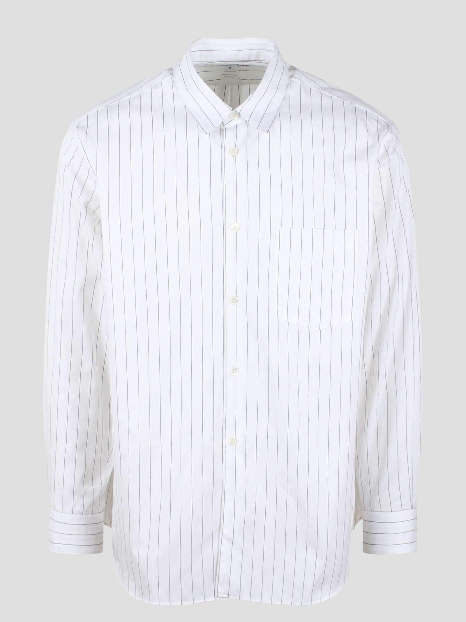 Comme Des Garçons Shirt Striped Long Sleeve Shirt In White