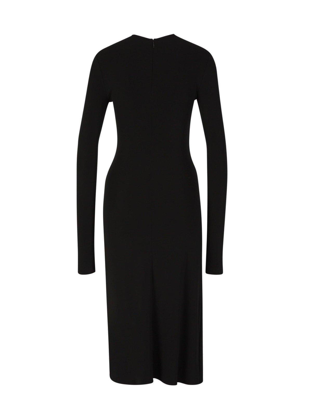 Shop Off-white Twist Detailed Long-sleeved Dress In Black