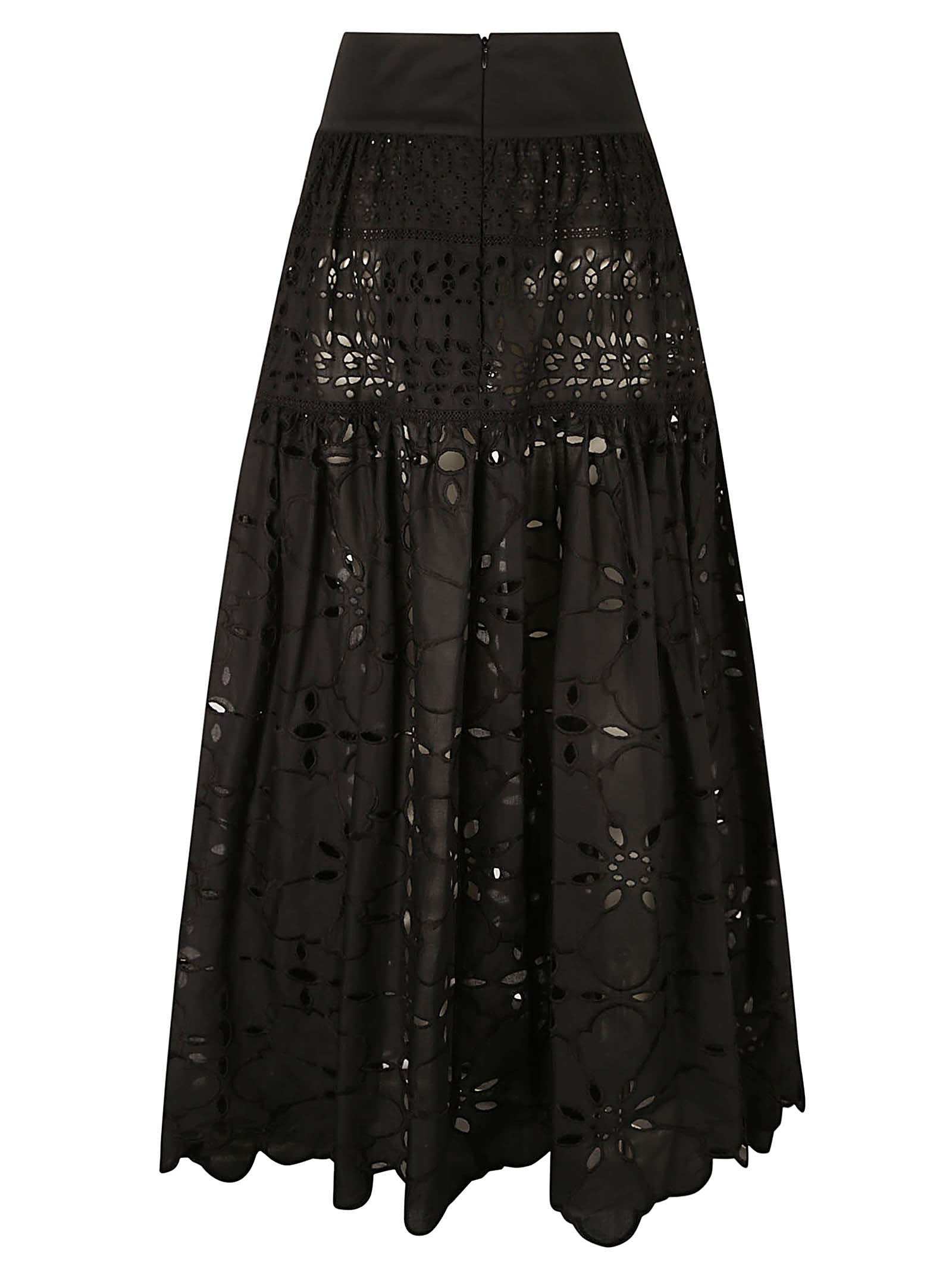 Shop Ermanno Scervino High-waist Floral Perforated Skirt In Black