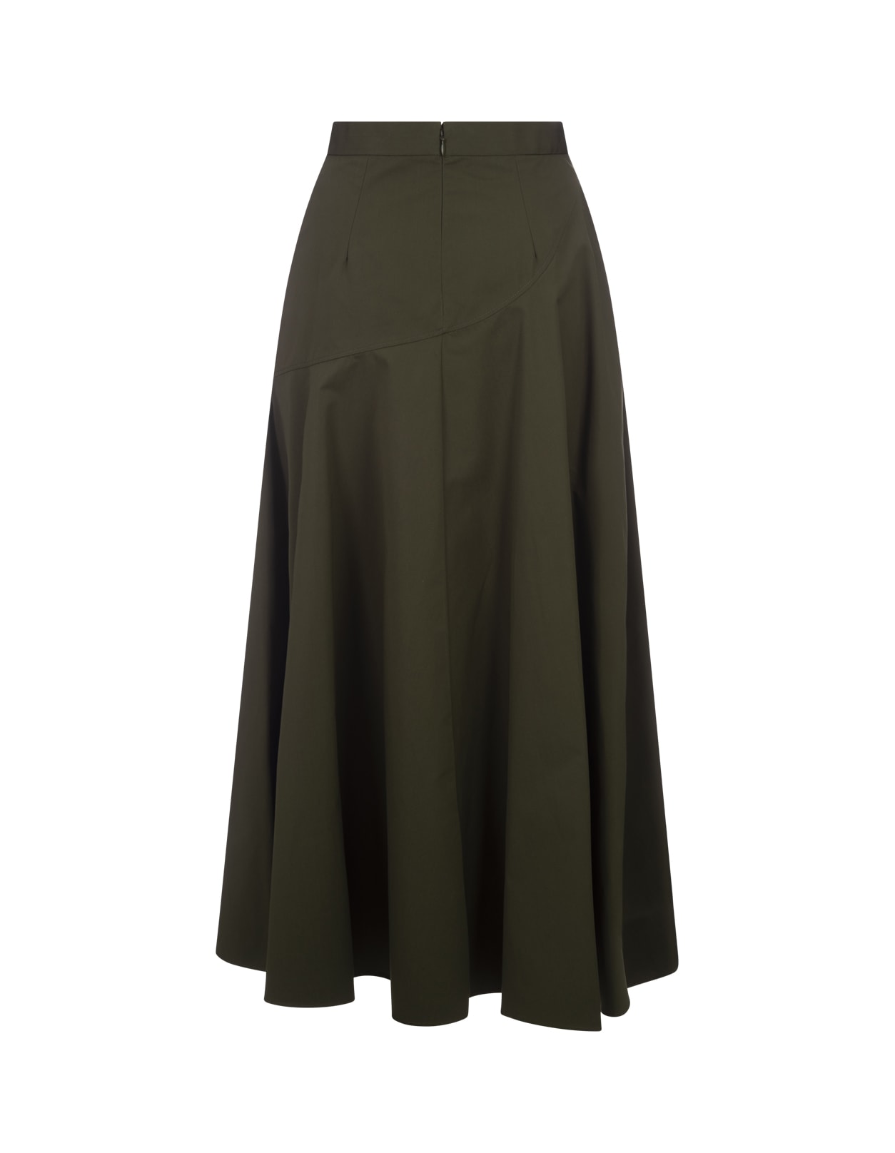 Shop Alexander Mcqueen Green Flared Asymmetric Midi Skirt