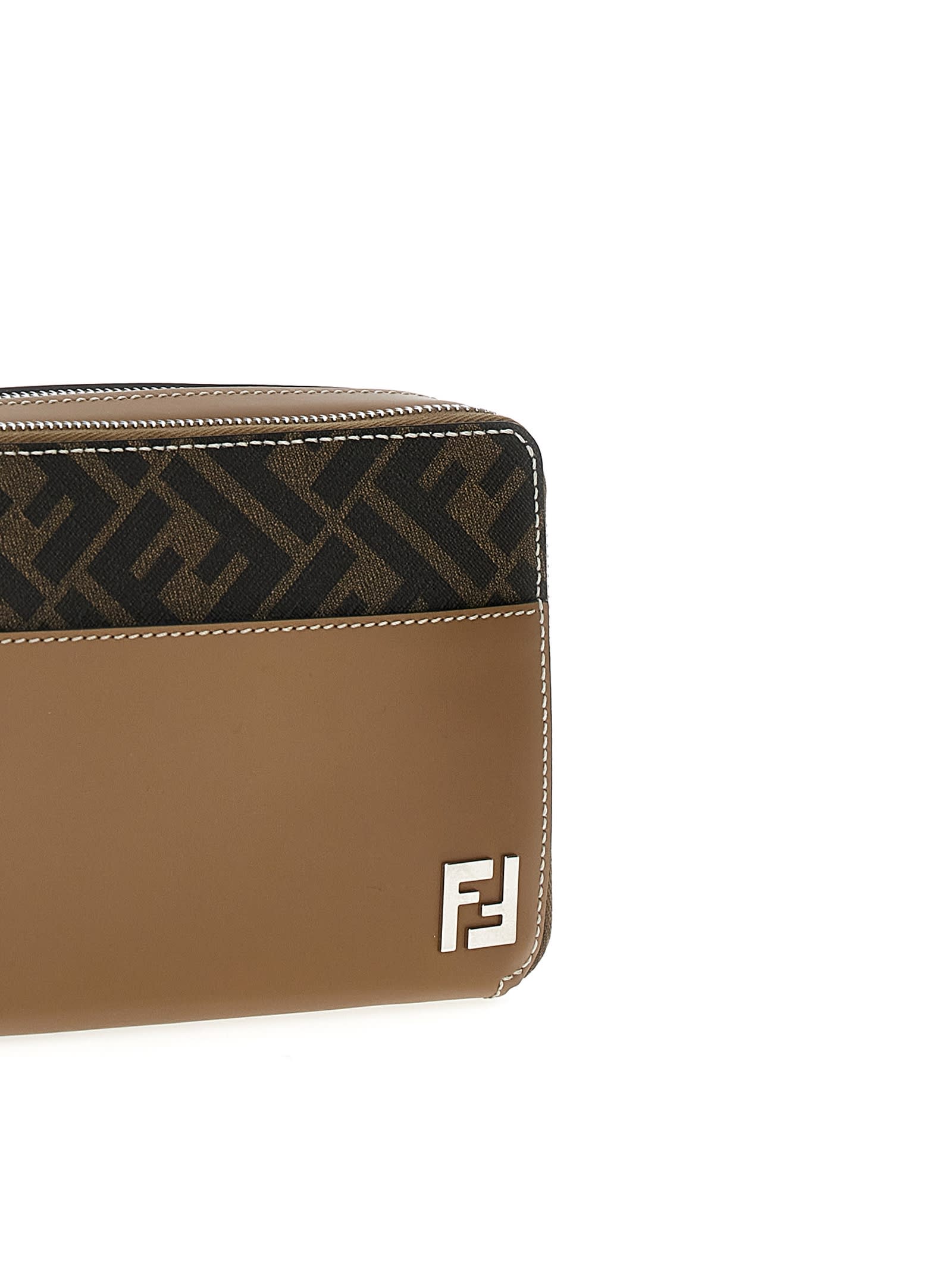 Shop Fendi Camera Case Organizer Squared Ff Crossbody Bag In Beige