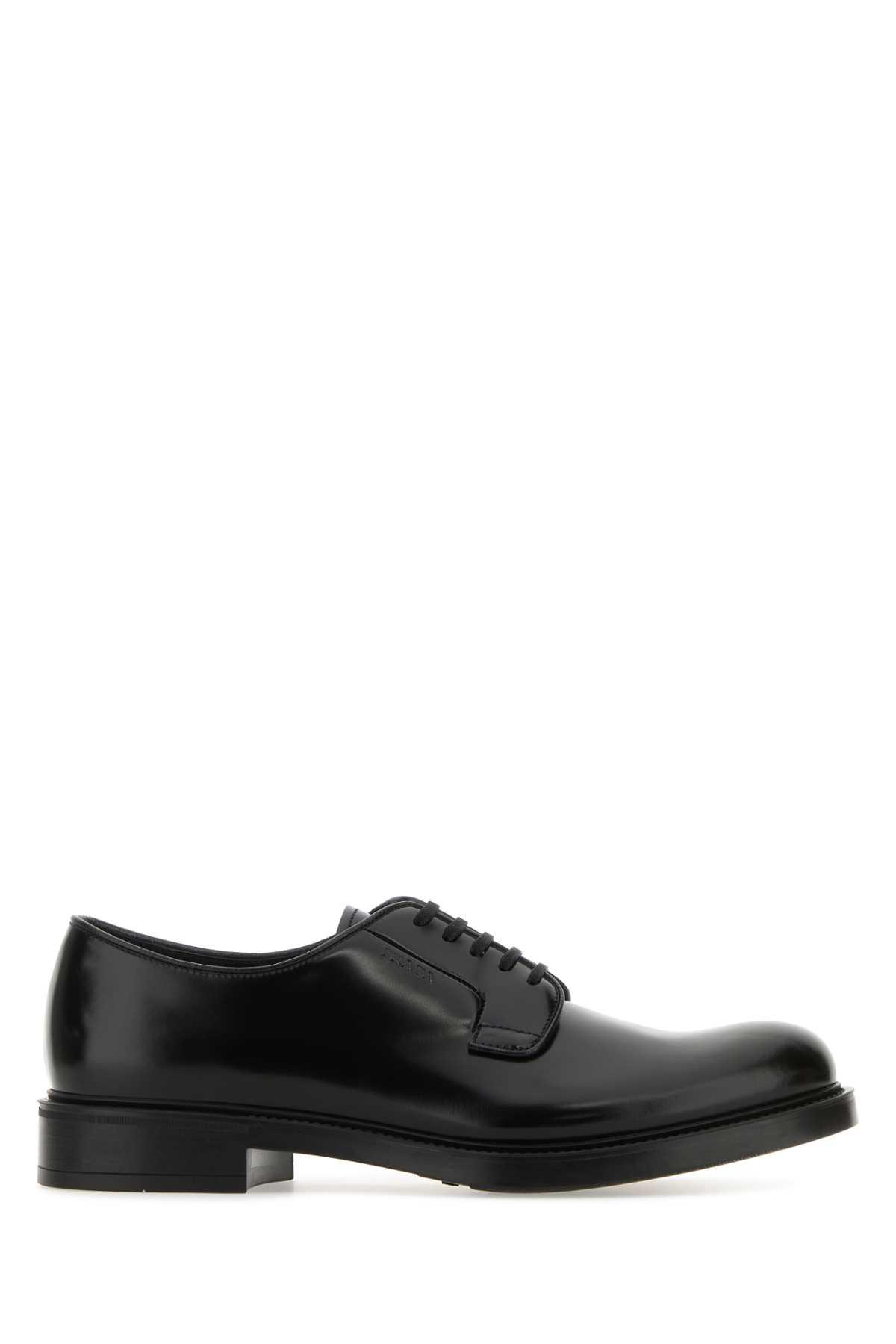 Shop Prada Black Leather Lace-up Shoes In F0002