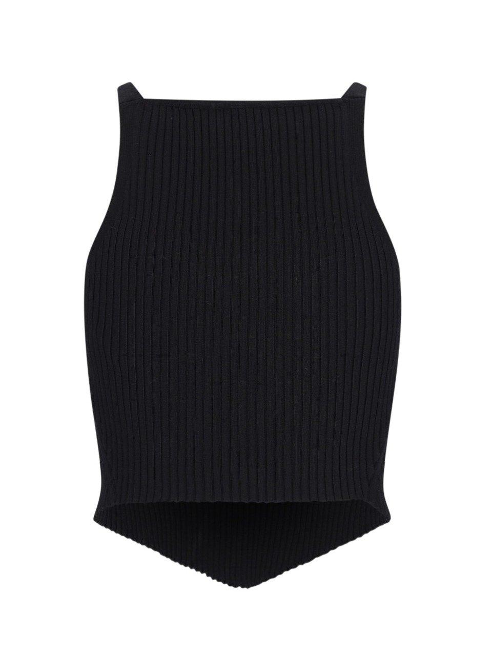 Shop Courrèges Sleeveless Knitted Top In Black