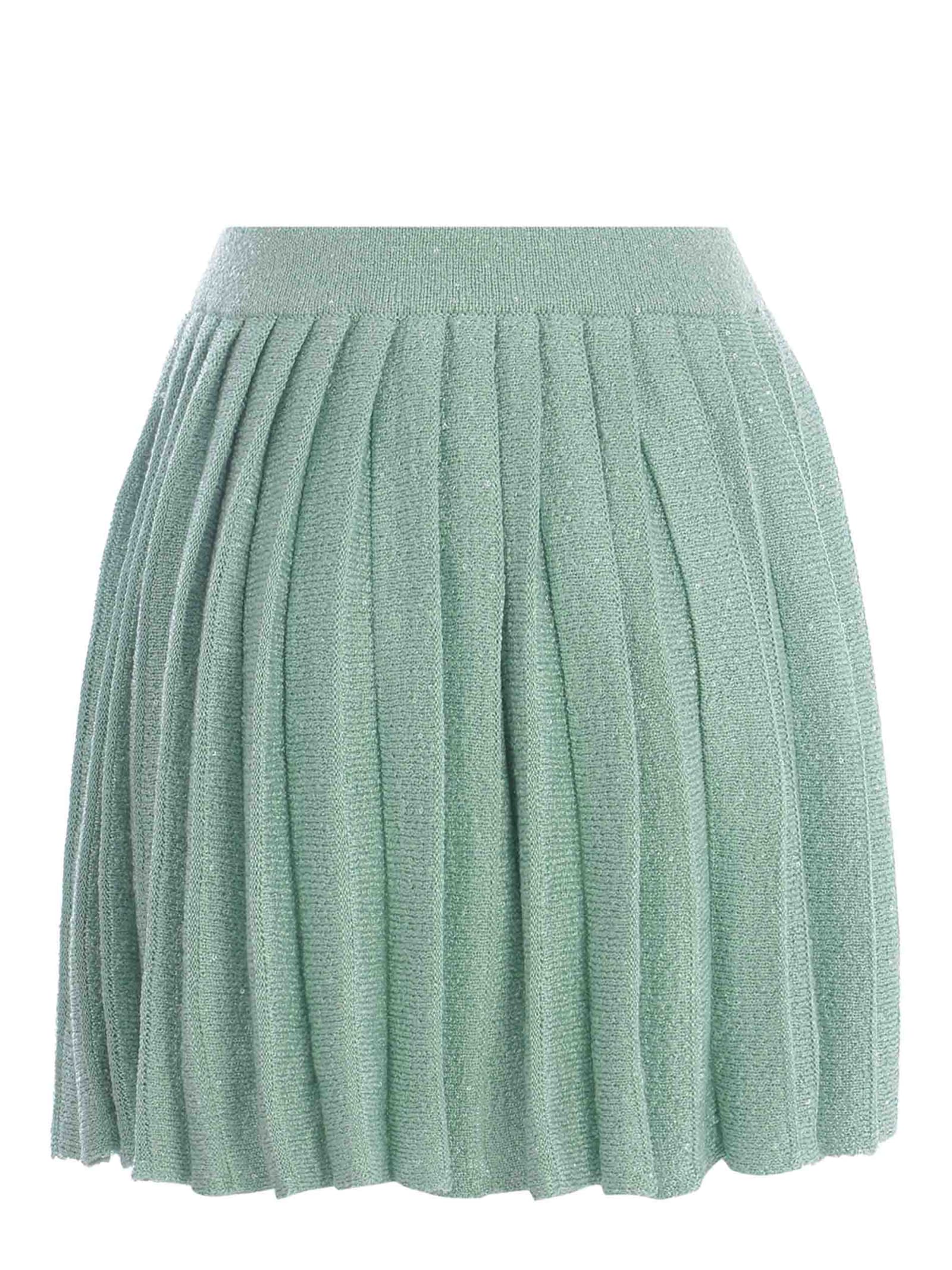 Shop Self-portrait Skirt  Pailettes Made Of Knitted Fabric In Verde Menta