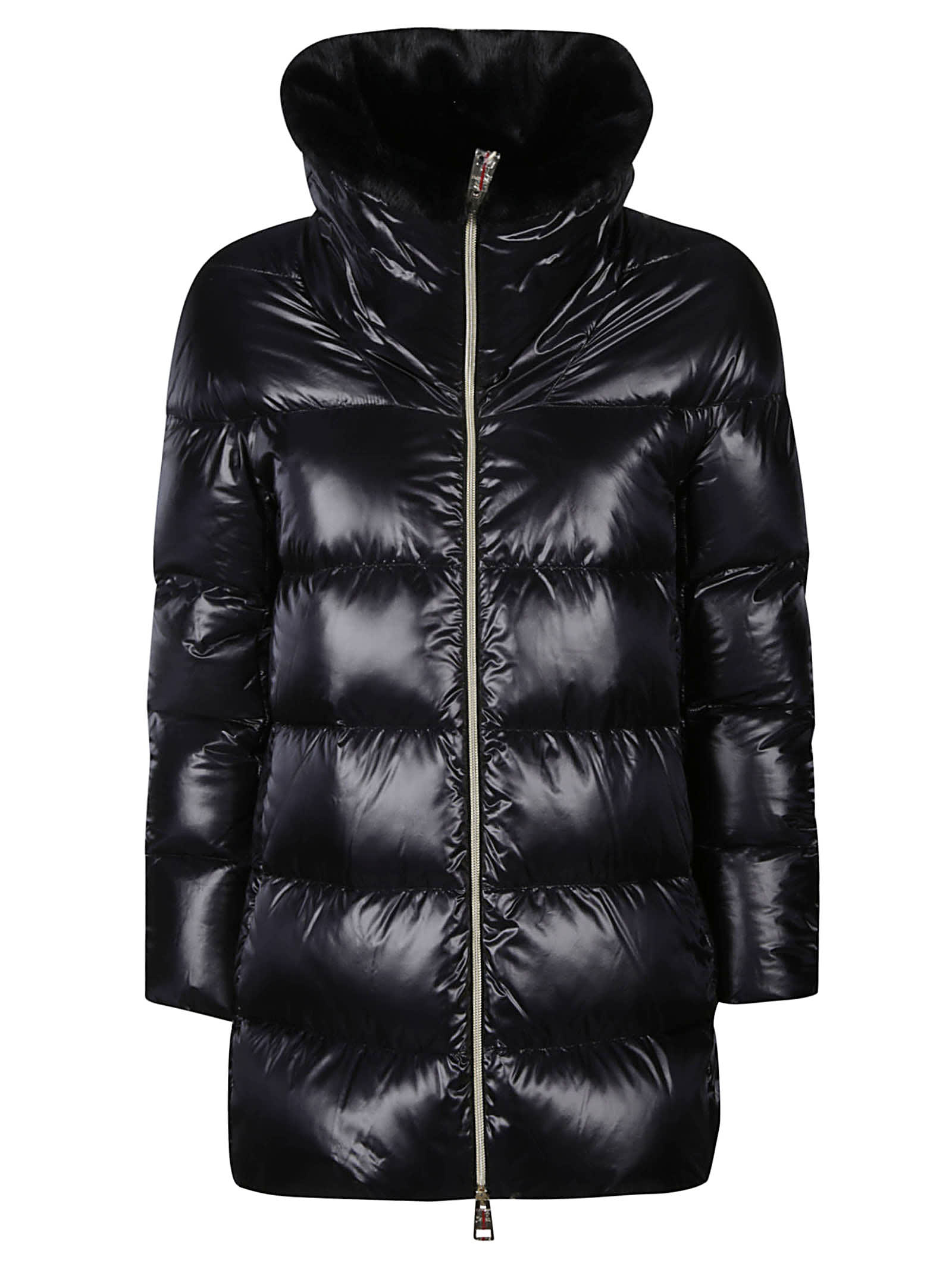 Herno Fur Applique Zipped Padded Coat