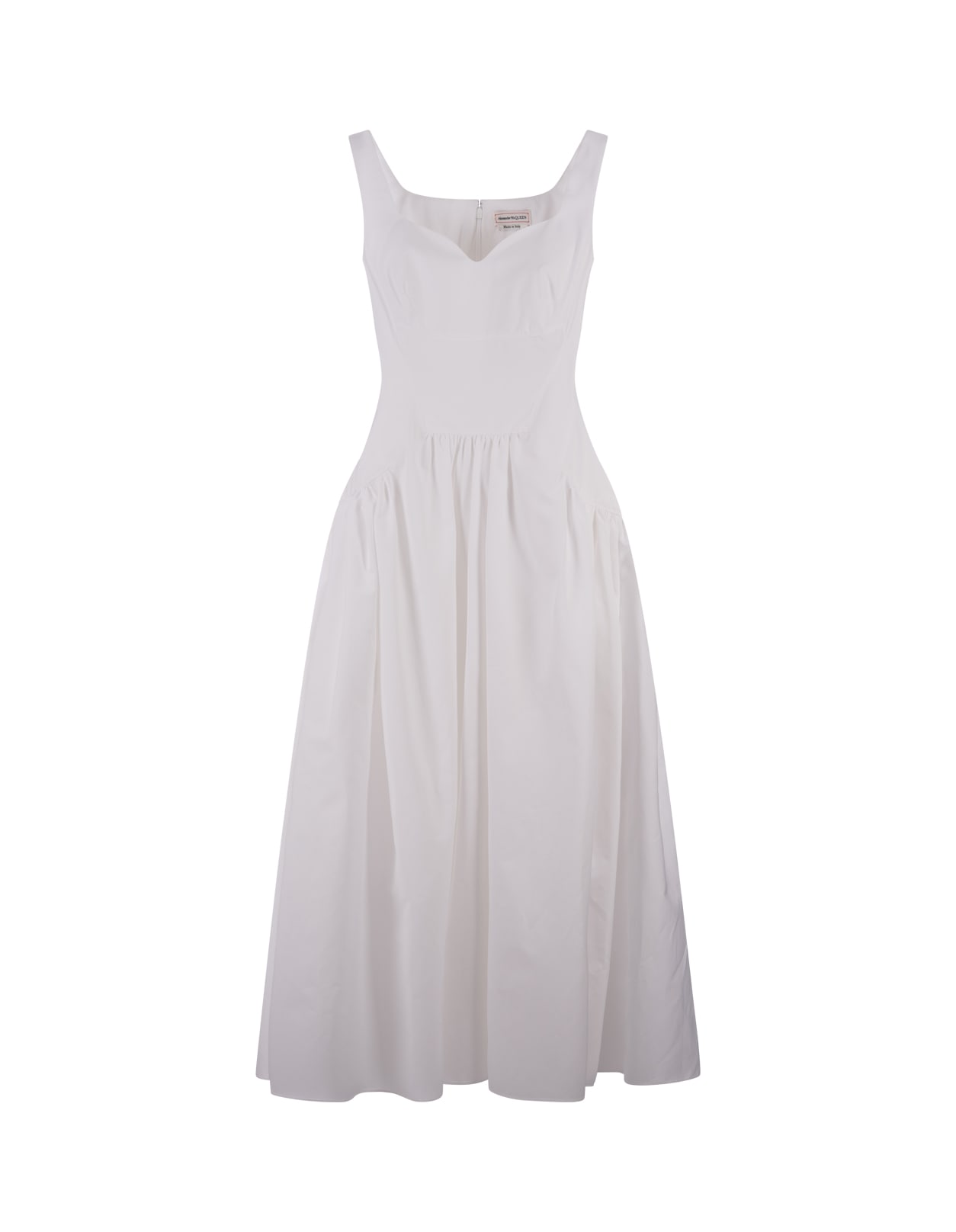 Midi Dress With Heart-shape Neckline In White