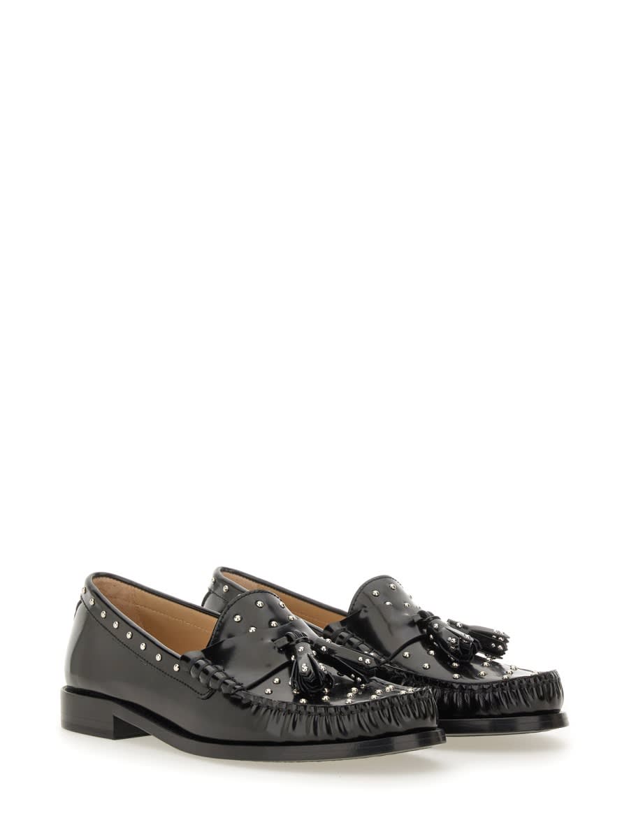 Stuart Weitzman Loafers With Studded Detailing And Tassel Embellishment In Black
