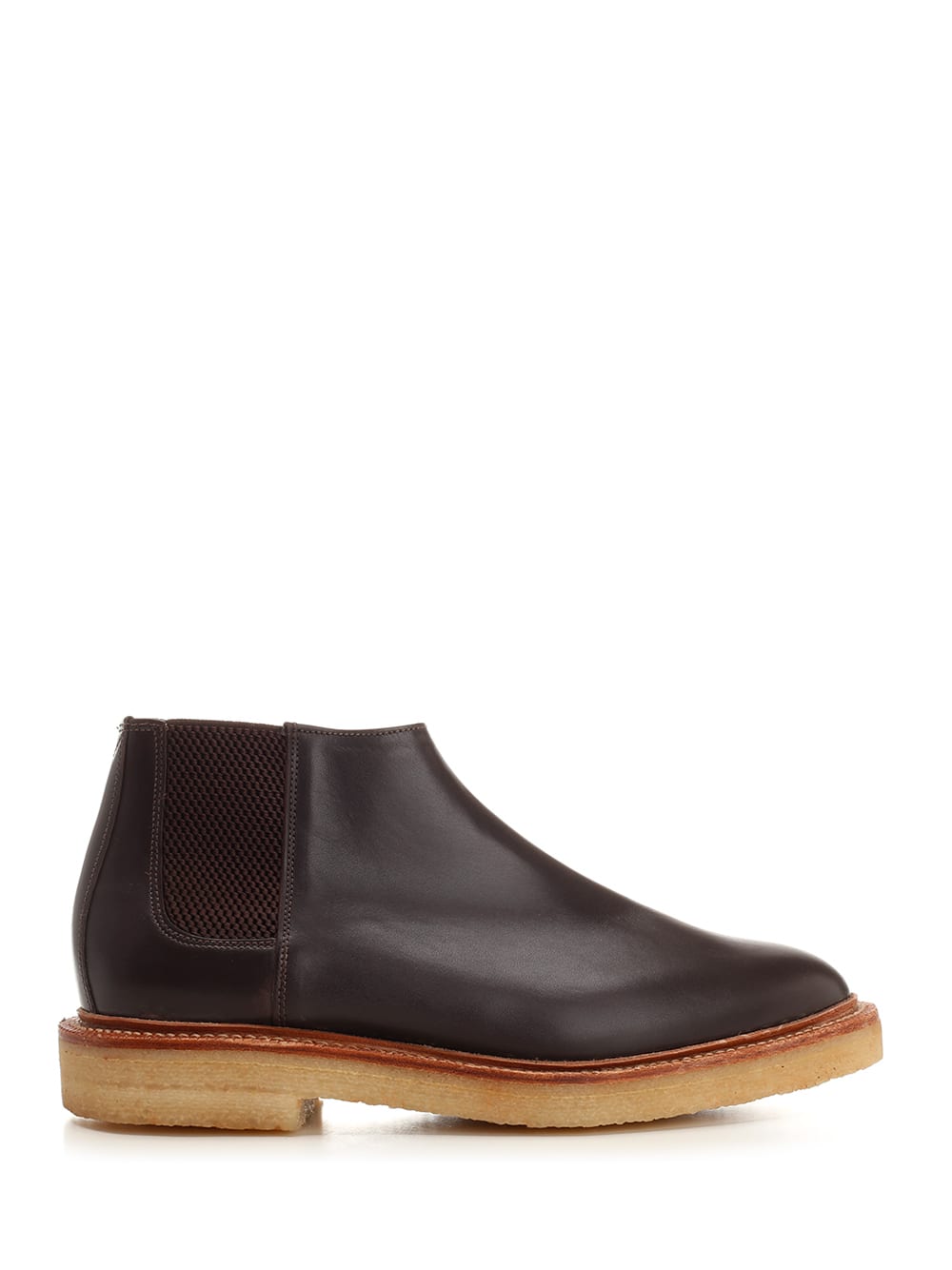 Shop Thom Browne Chelsea Leather Mid Boot In Brown
