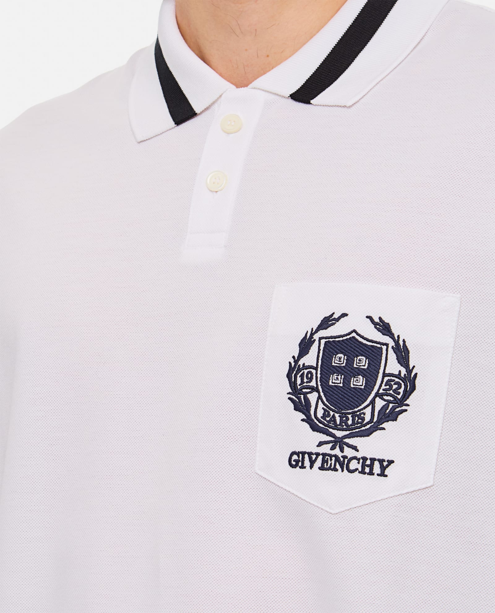 Shop Givenchy Pocket Cotton Polo In White