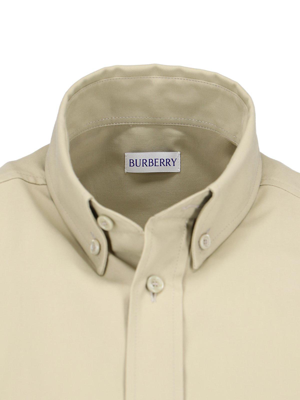 Shop Burberry Logo-embroidered Short Sleeved Poplin Shirt