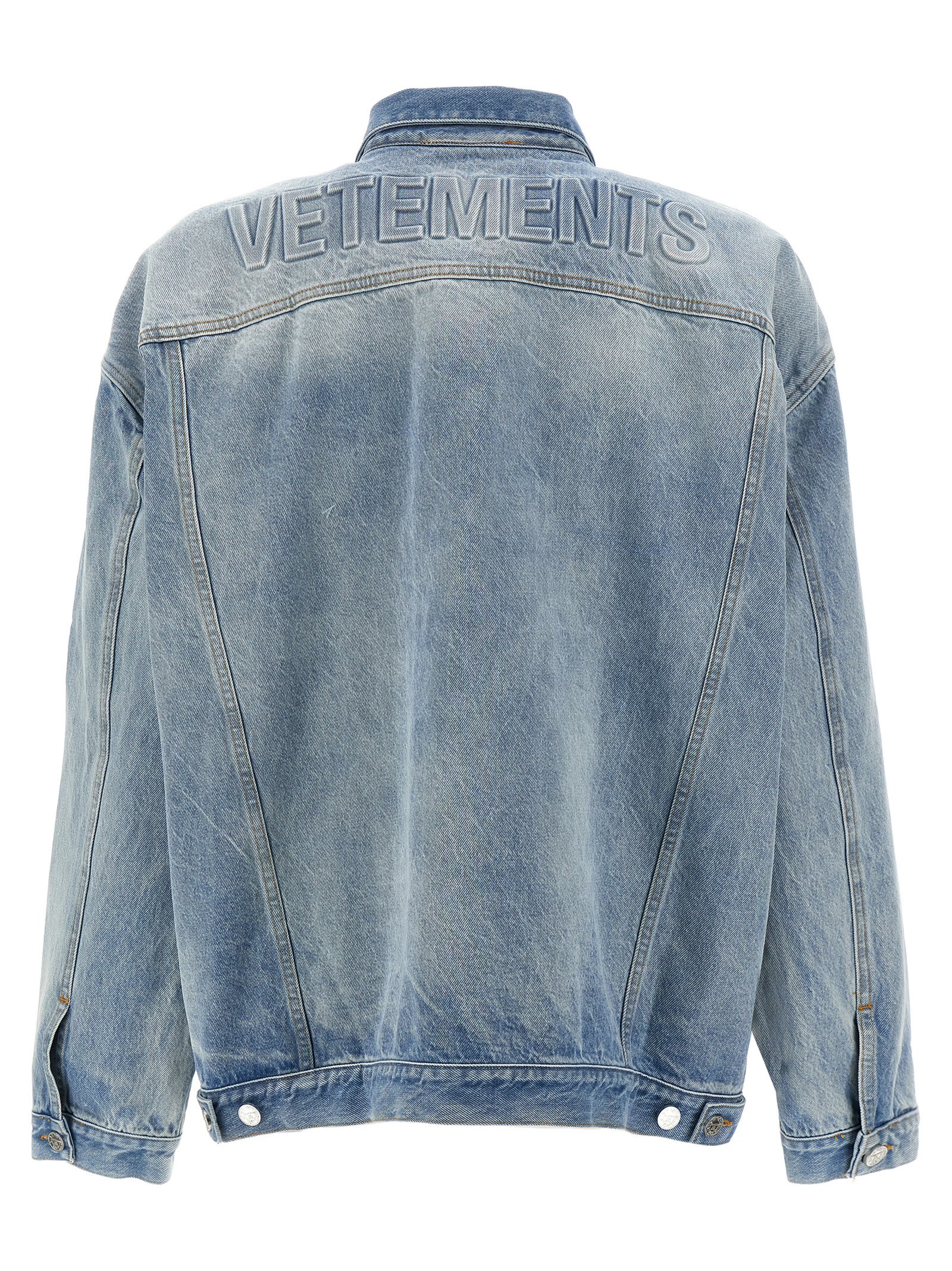 Shop Vetements Logo Jacket In Light Blue