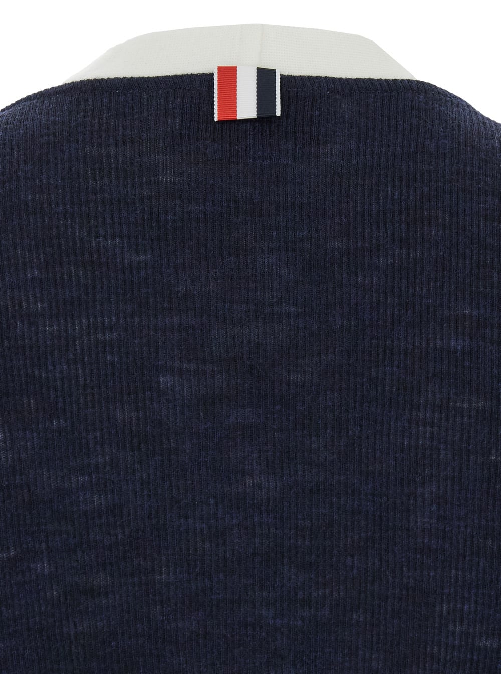 Shop Thom Browne Blue Cardigan With Contrasting Trim In Wool Woman