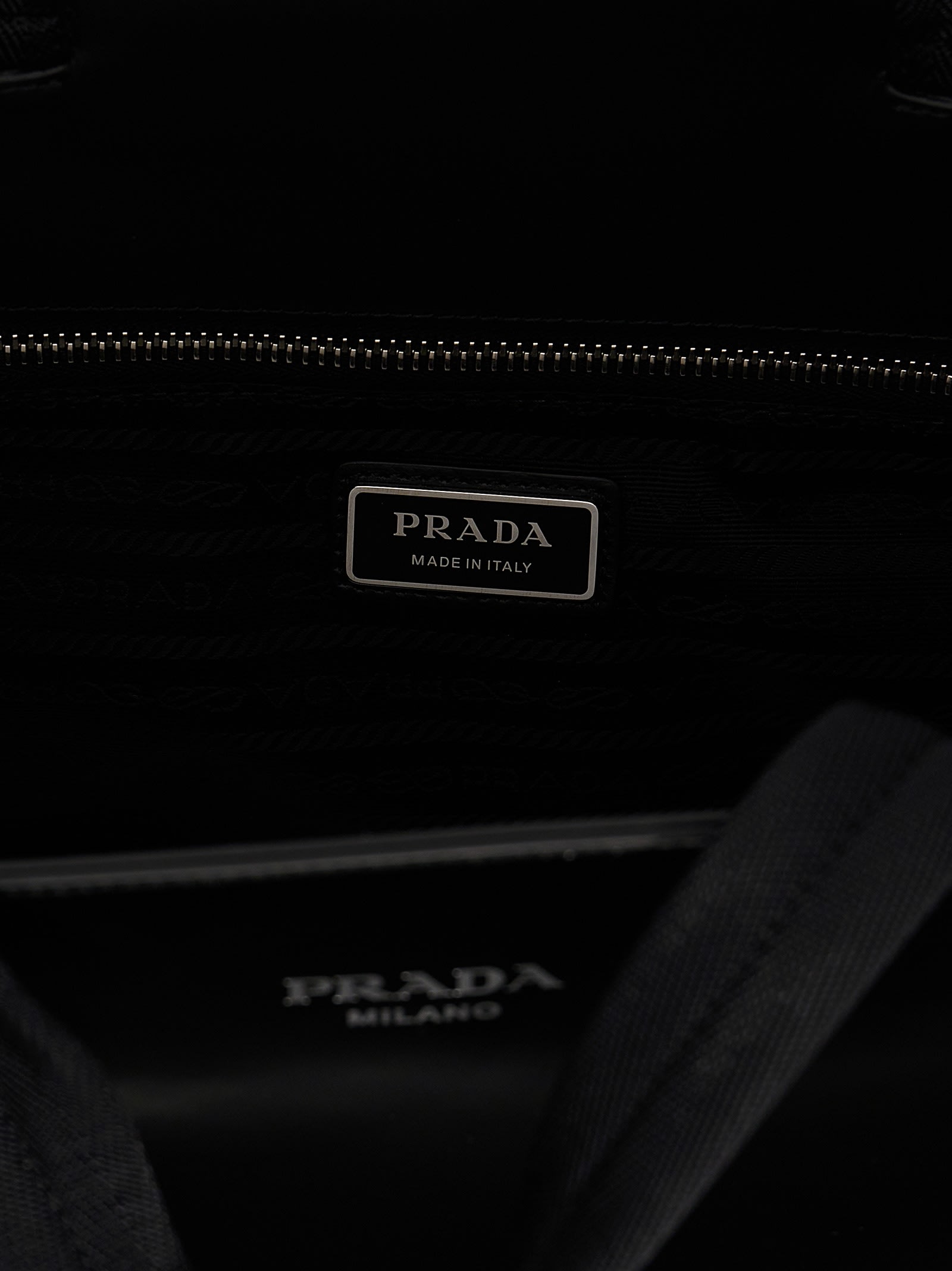 Shop Prada Leather + Bottle Shopping Bag In Black