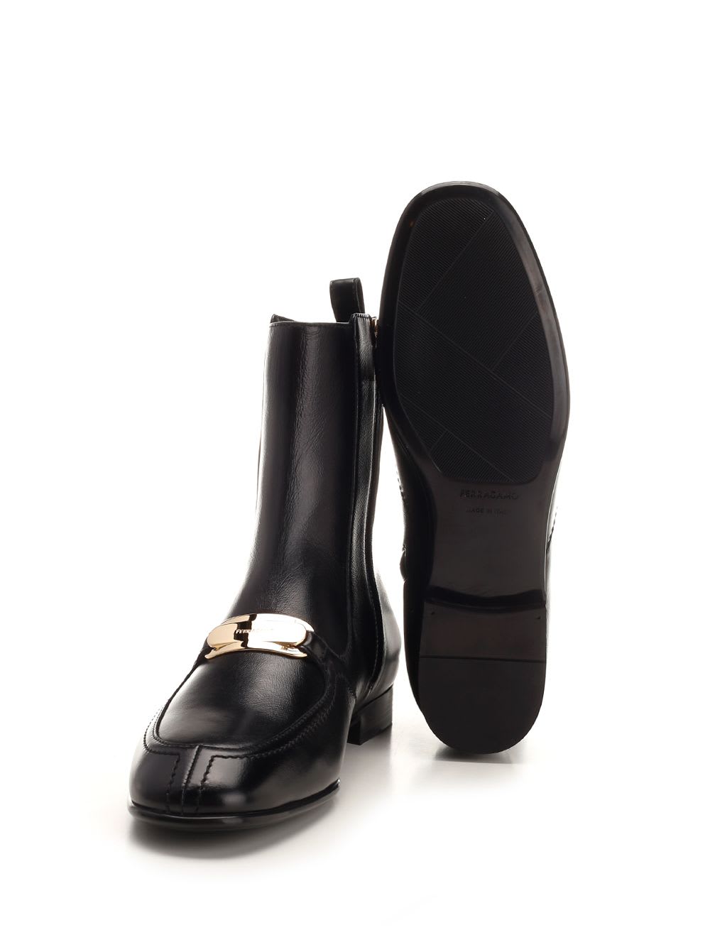 Shop Ferragamo New Vara Plate Boot In Black