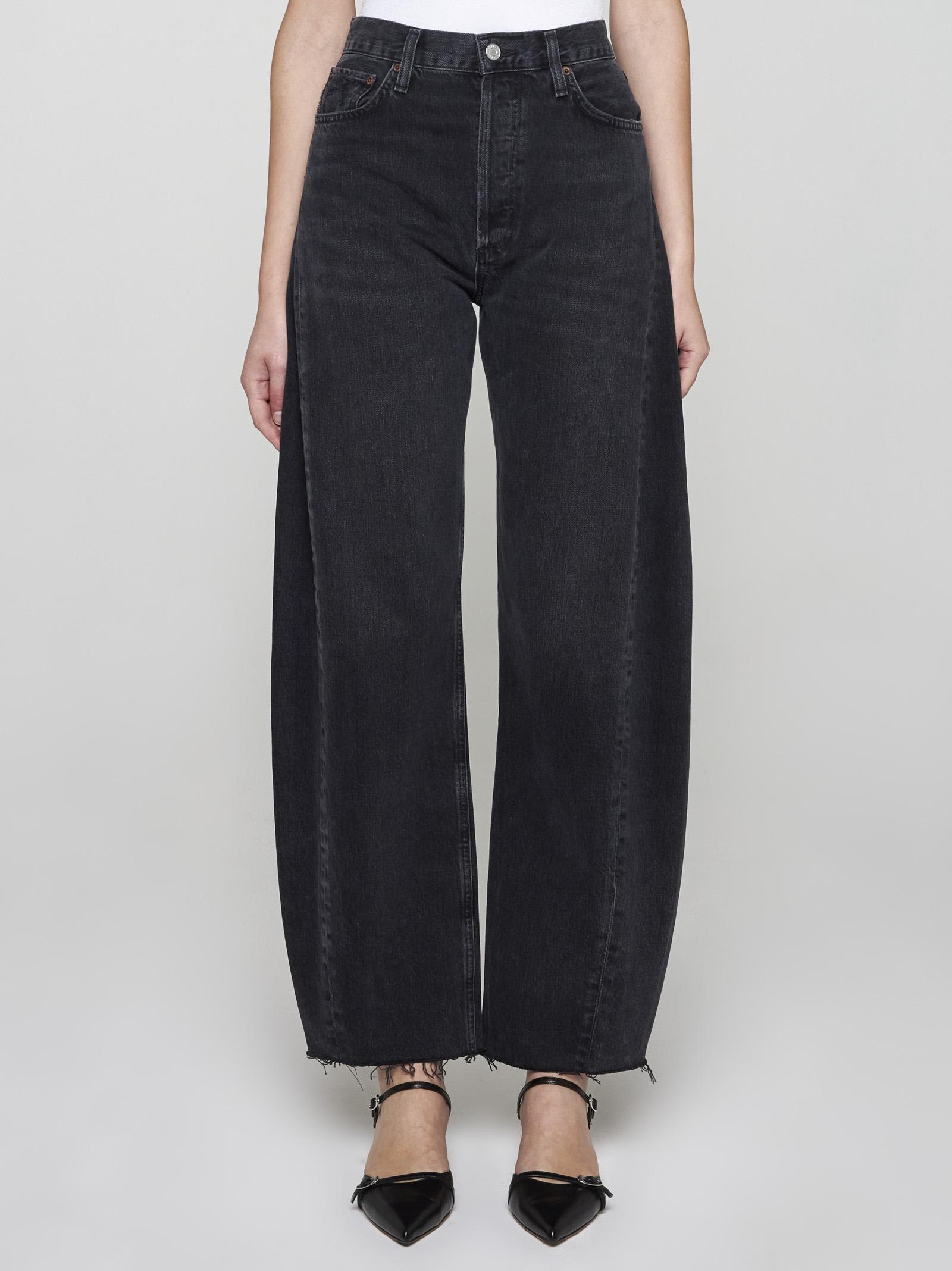 Shop Agolde Luna Pieced Jeans In Black