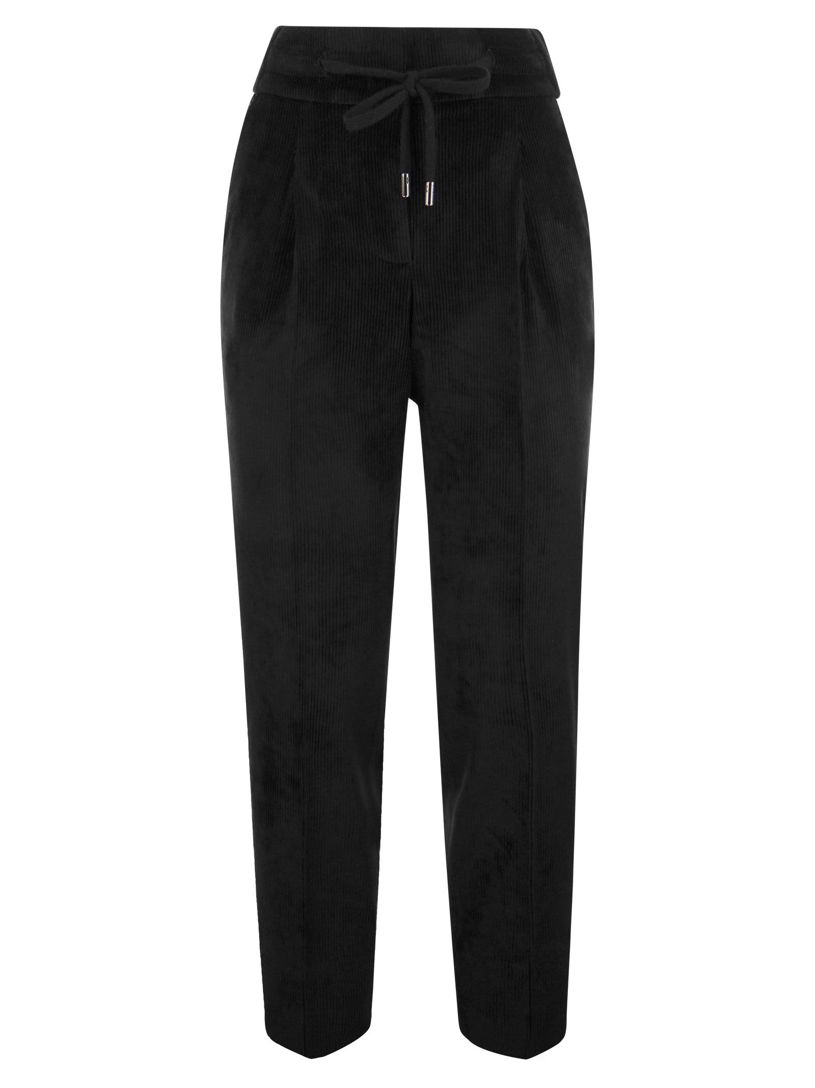 Shop Peserico Corduroy Pull-up Trousers In Black