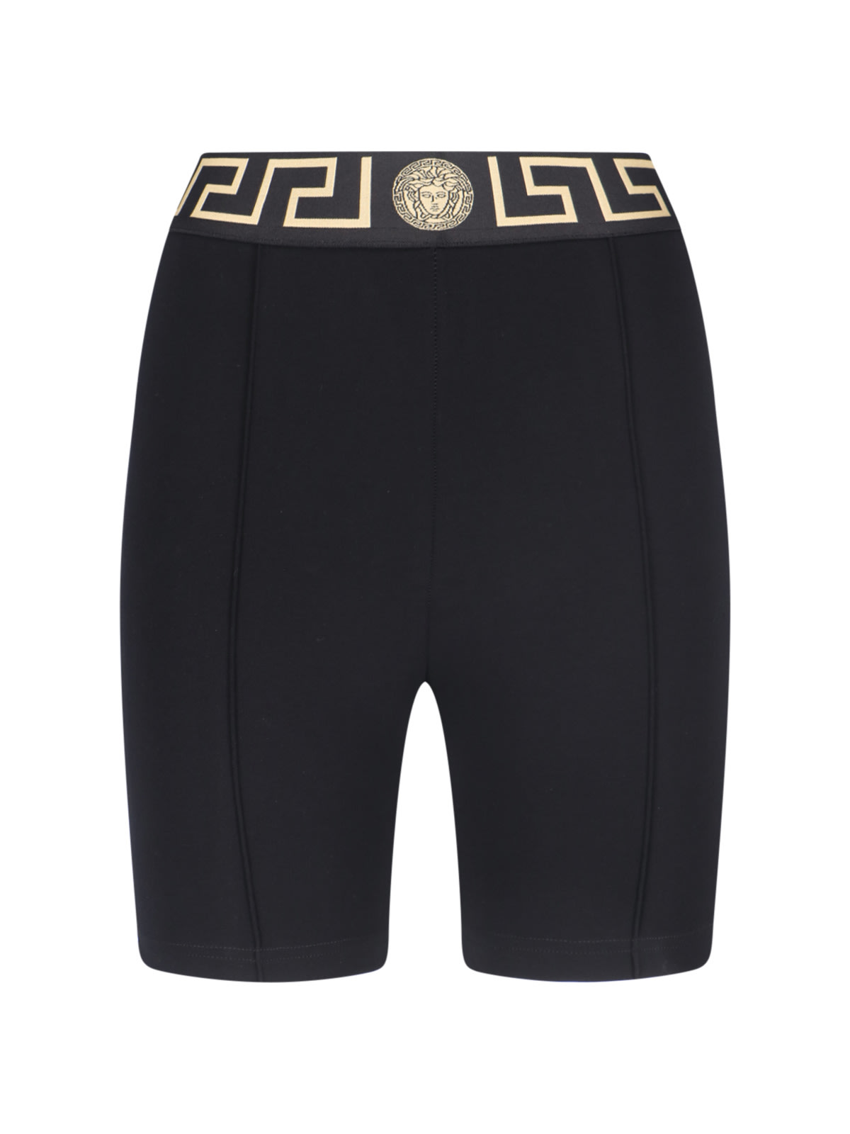 Shop Versace Greca Print Shorts In Nero