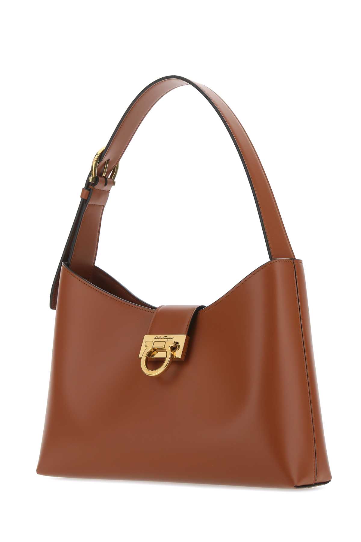 Shop Ferragamo Caramel Leather Trifolio Shoulder Bag In Sienatan