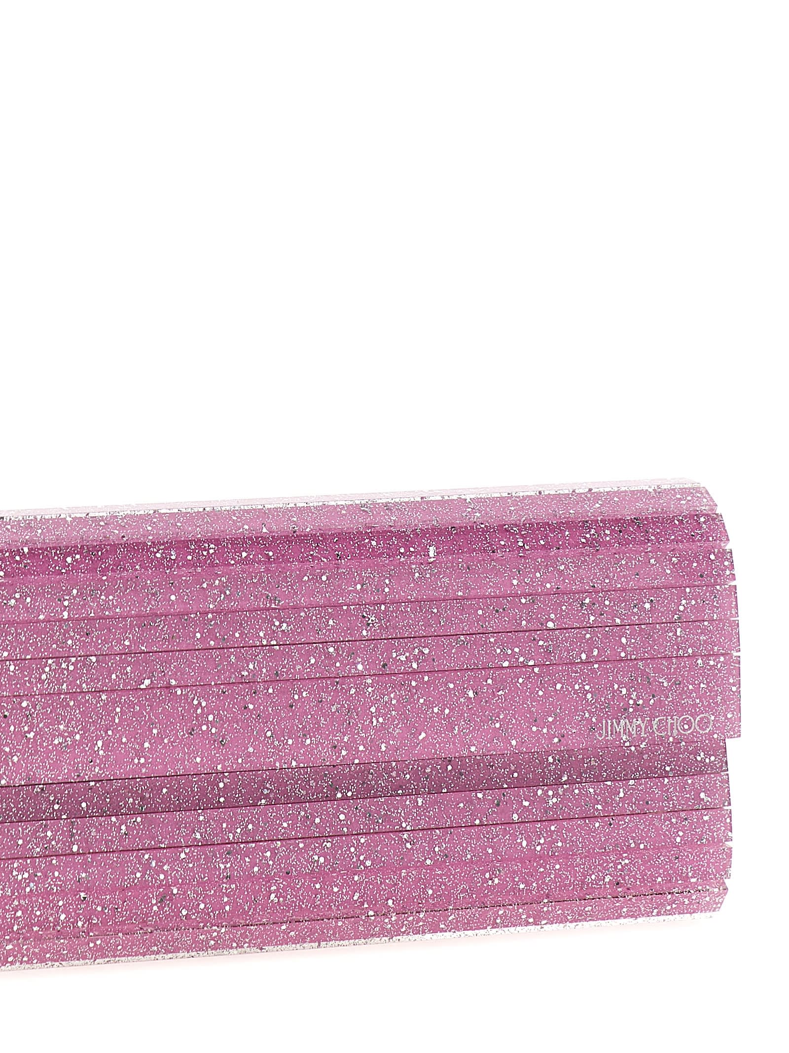 Jimmy Choo Sweetie Glitter Clutch Bag In Pink