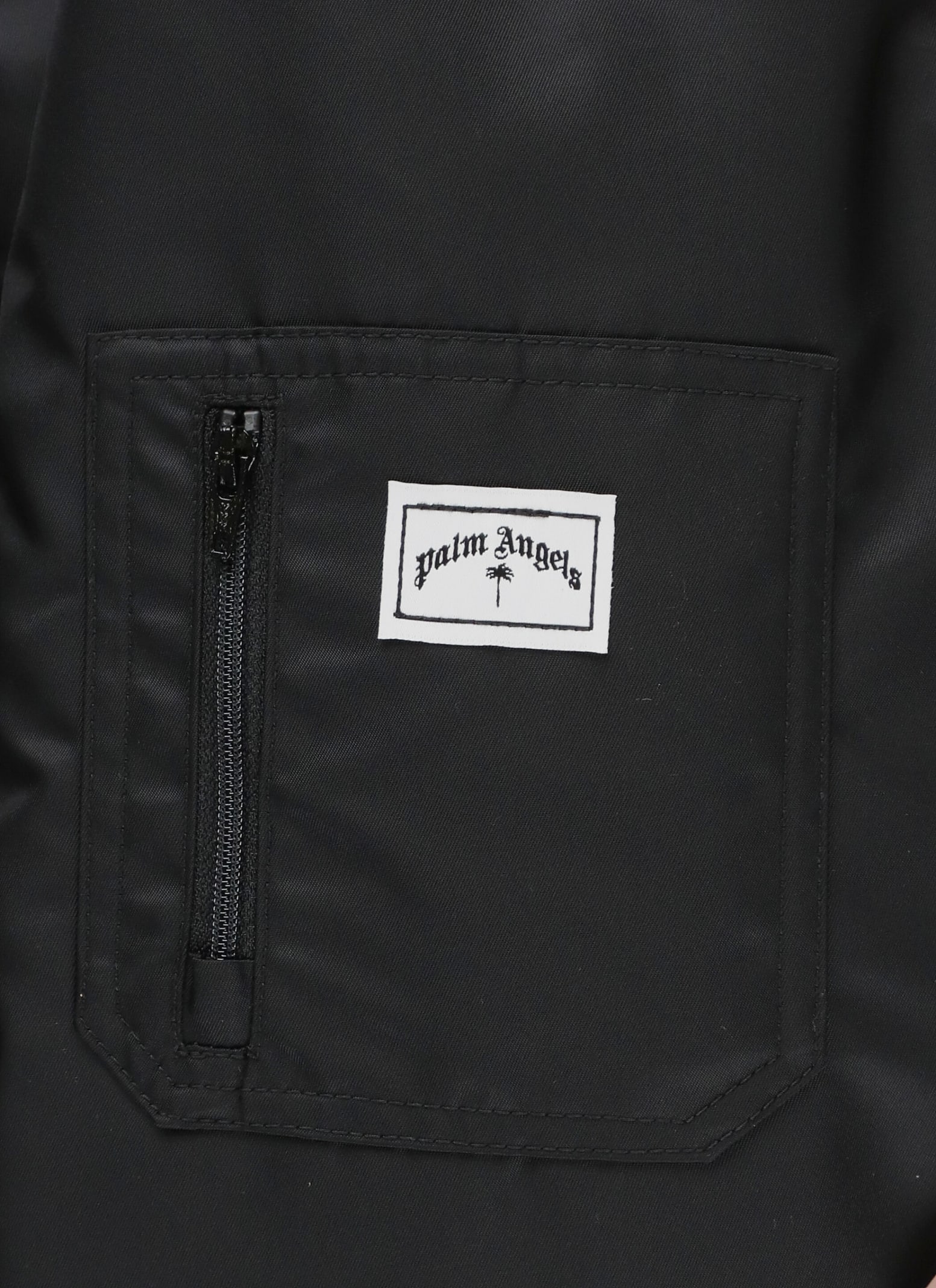 Shop Palm Angels Bomber Jacket With Curved Logo In Black