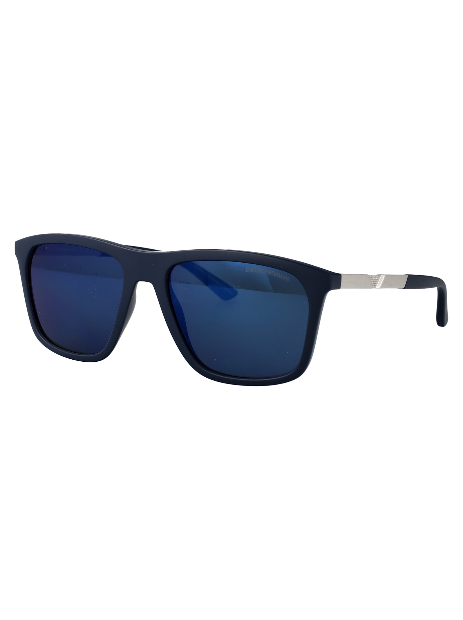 Emporio Armani Blu Scuro Opaco Injected Sunglasses In Blue