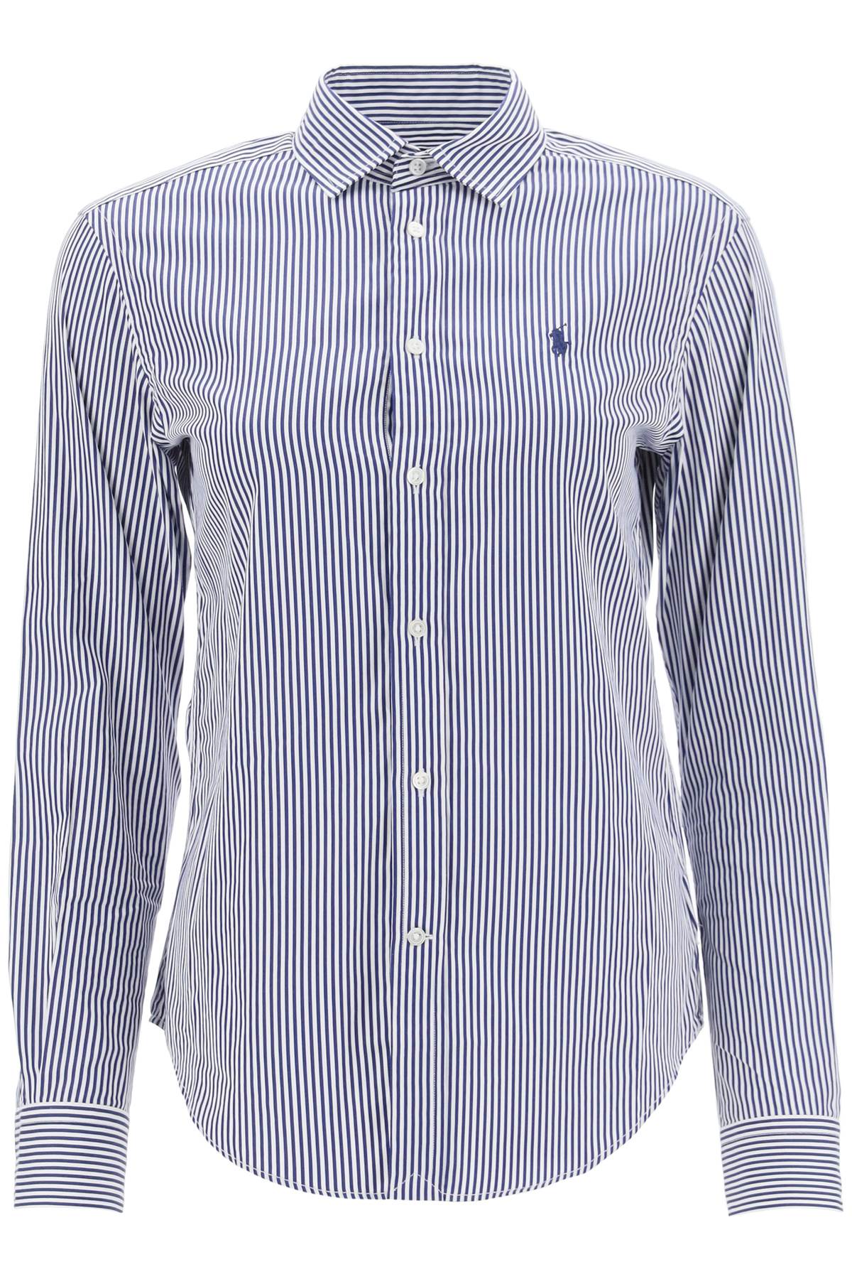 Polo Ralph Lauren Striped Cotton Regular Shirt In White Fall Royal (blue)