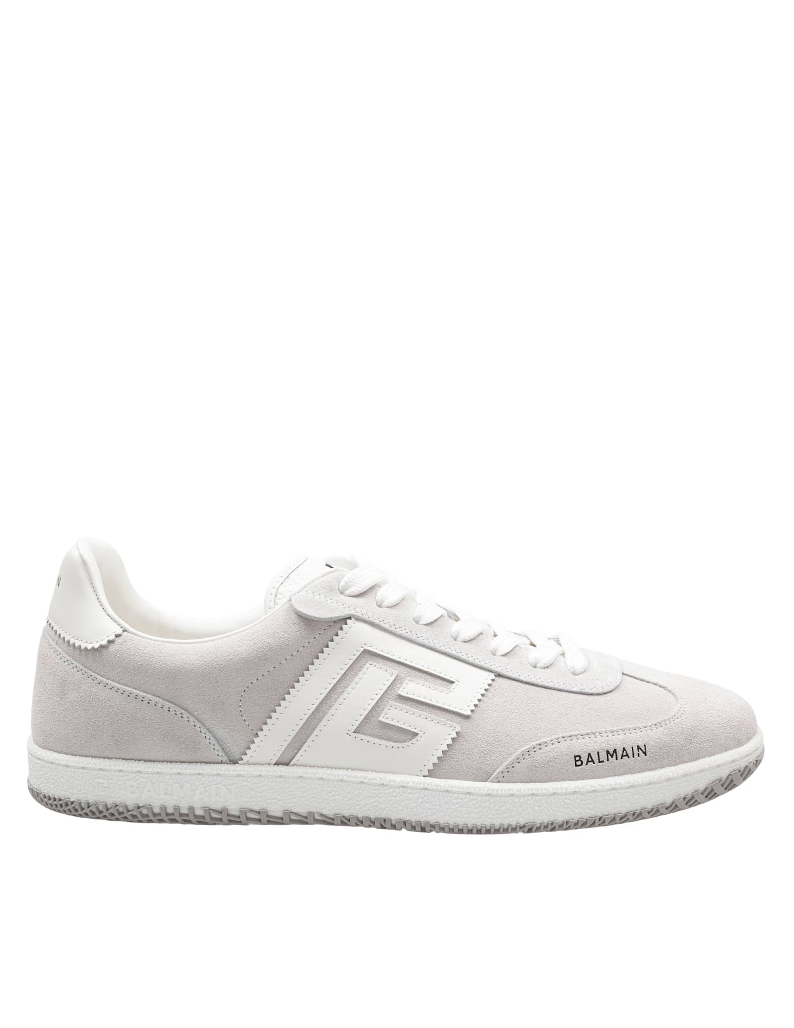 Balmain Swan Sneakers In Suede And Smooth Calfskin In White