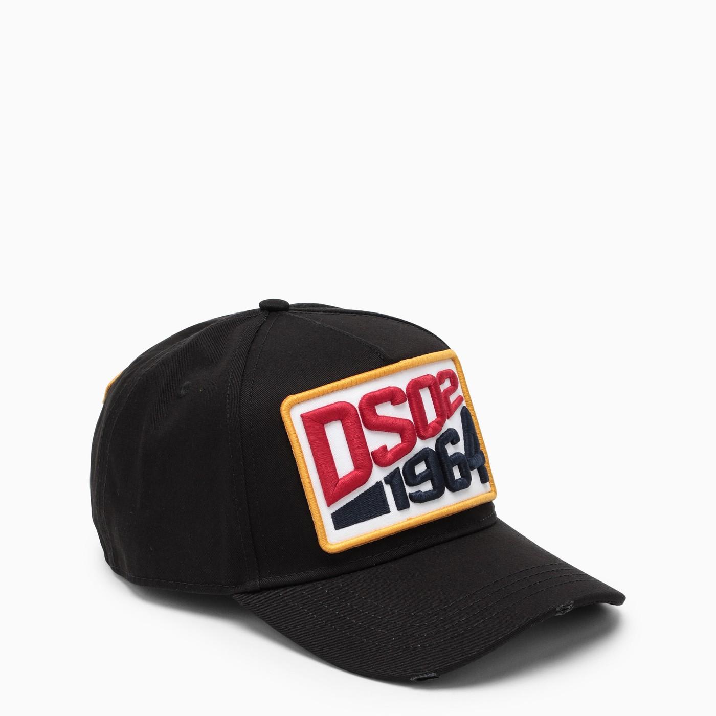 DSQUARED2 BLACK BASEBALL CAP WITH PATCH