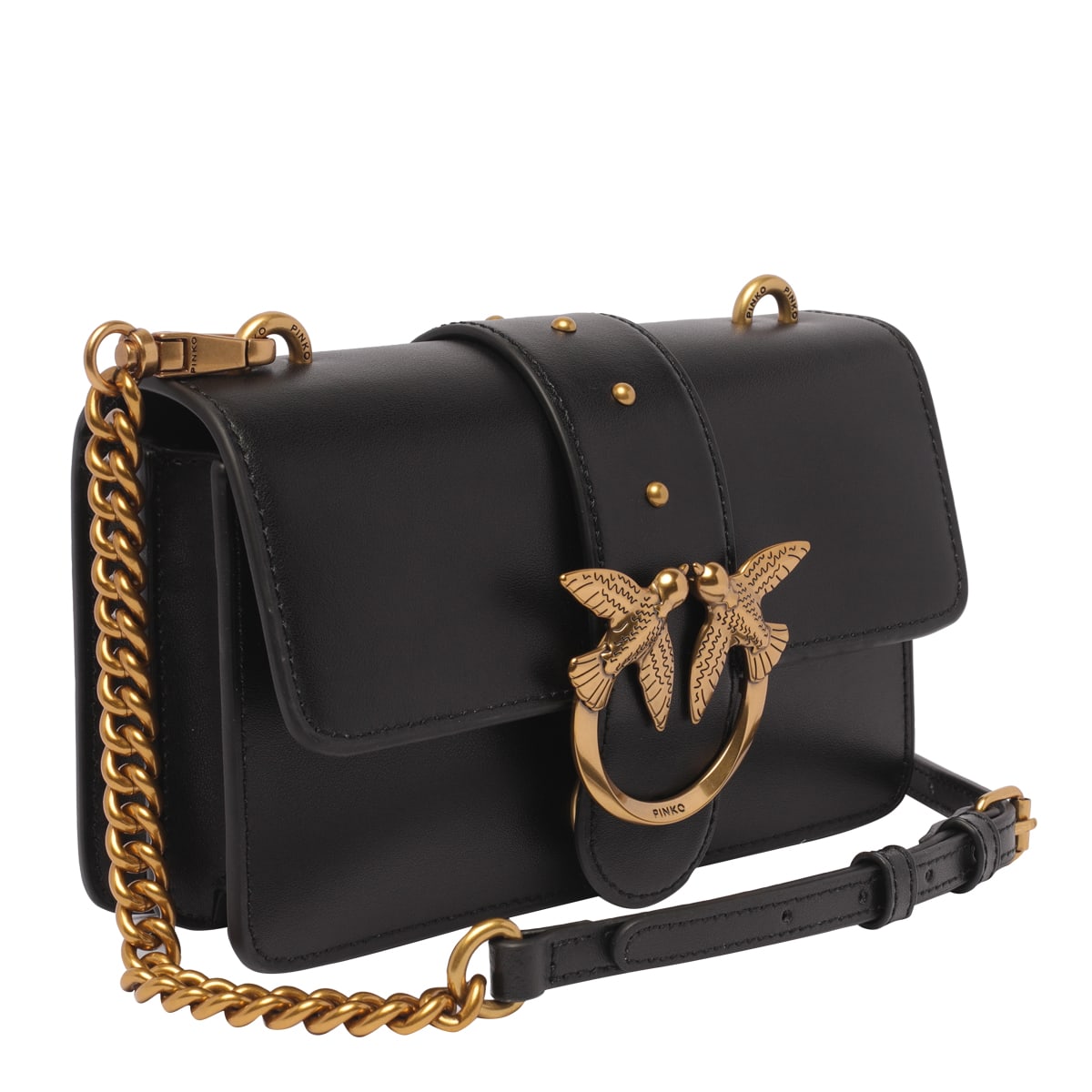 Shop Pinko Mini Love One Crossbody Bag In Black