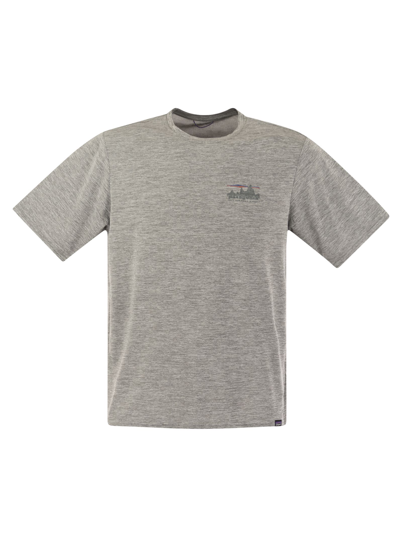 Shop Patagonia T-shirt In Technical Fabric With Print On The Back In Grey