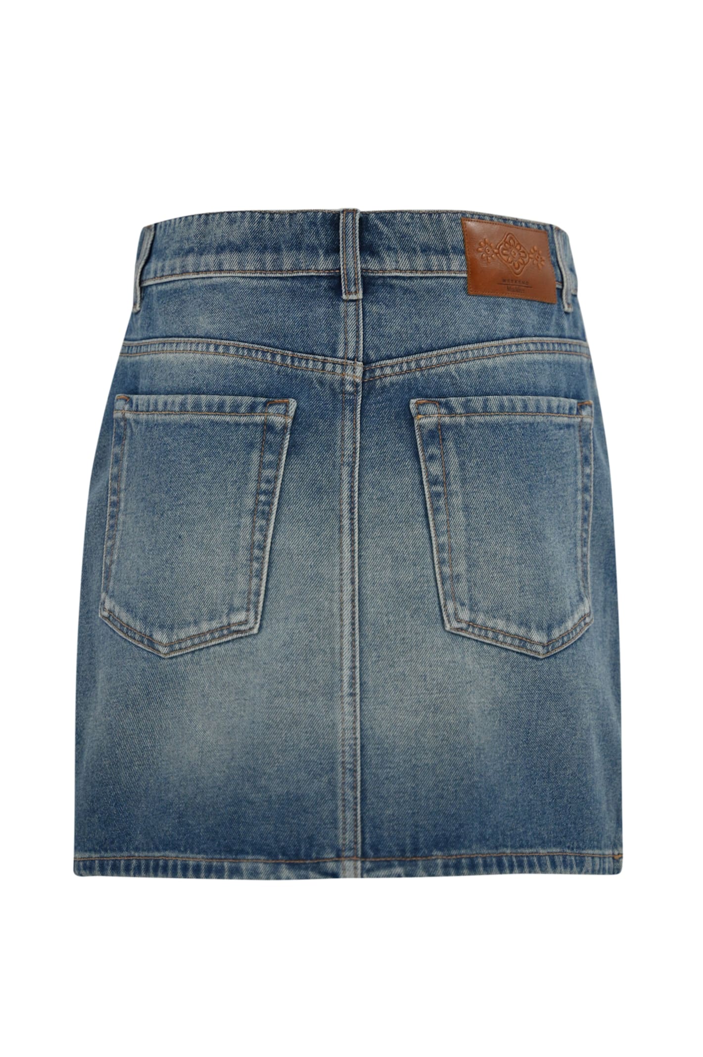 Shop Weekend Max Mara Apice Denim Skirt With Studs In Medio Vintage