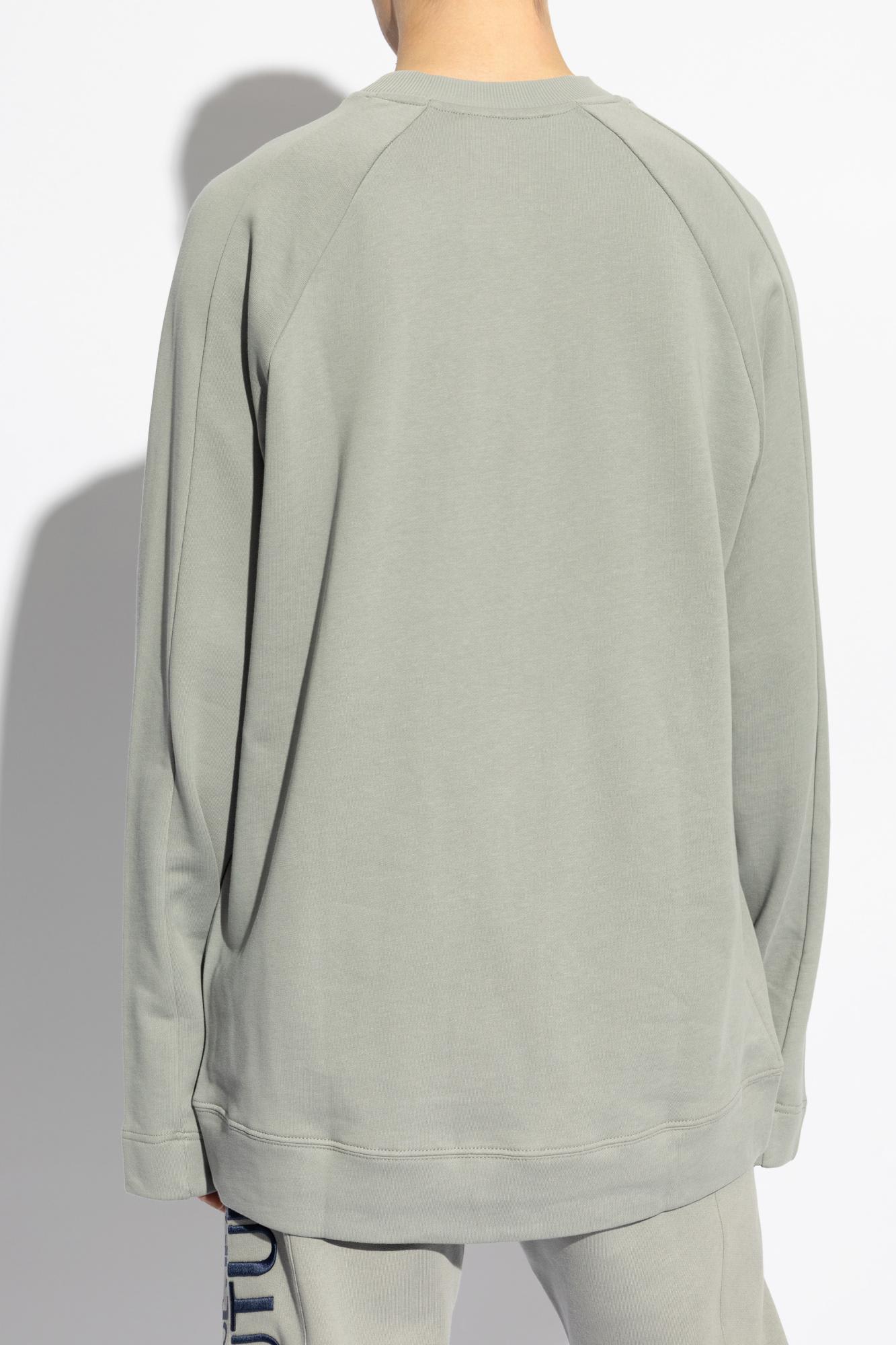 Shop Versace Jeans Couture Sweatshirt With Logo And Velvet Finish In Grey