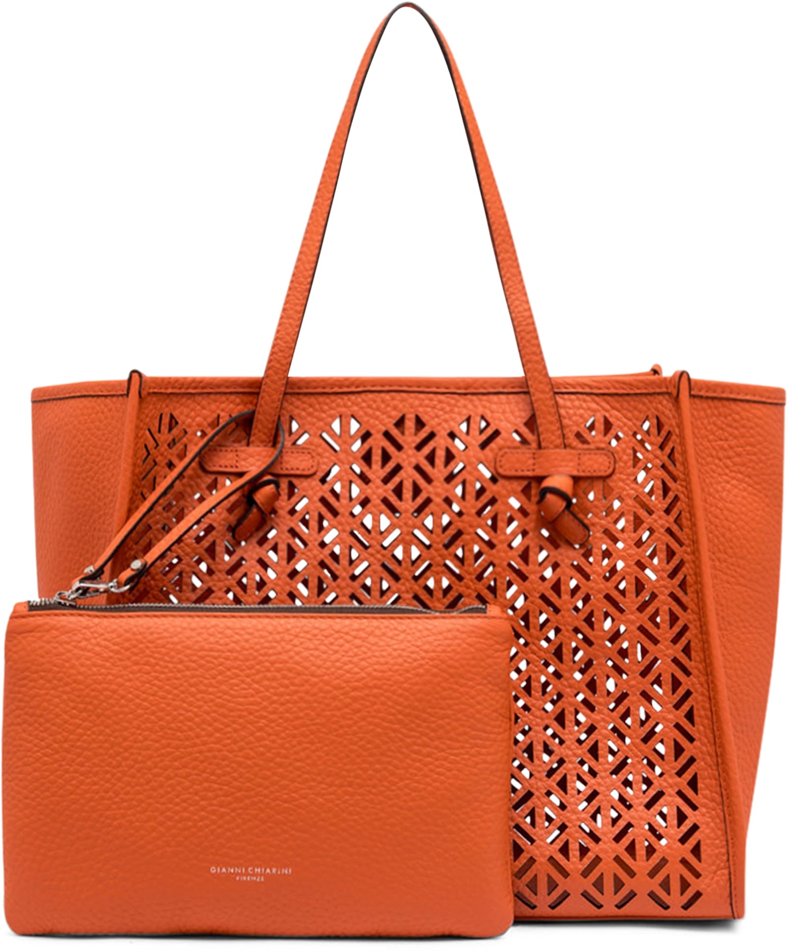 Gianni Chiarini Marcella Shopping Bag In Double Bubble Leather In Red